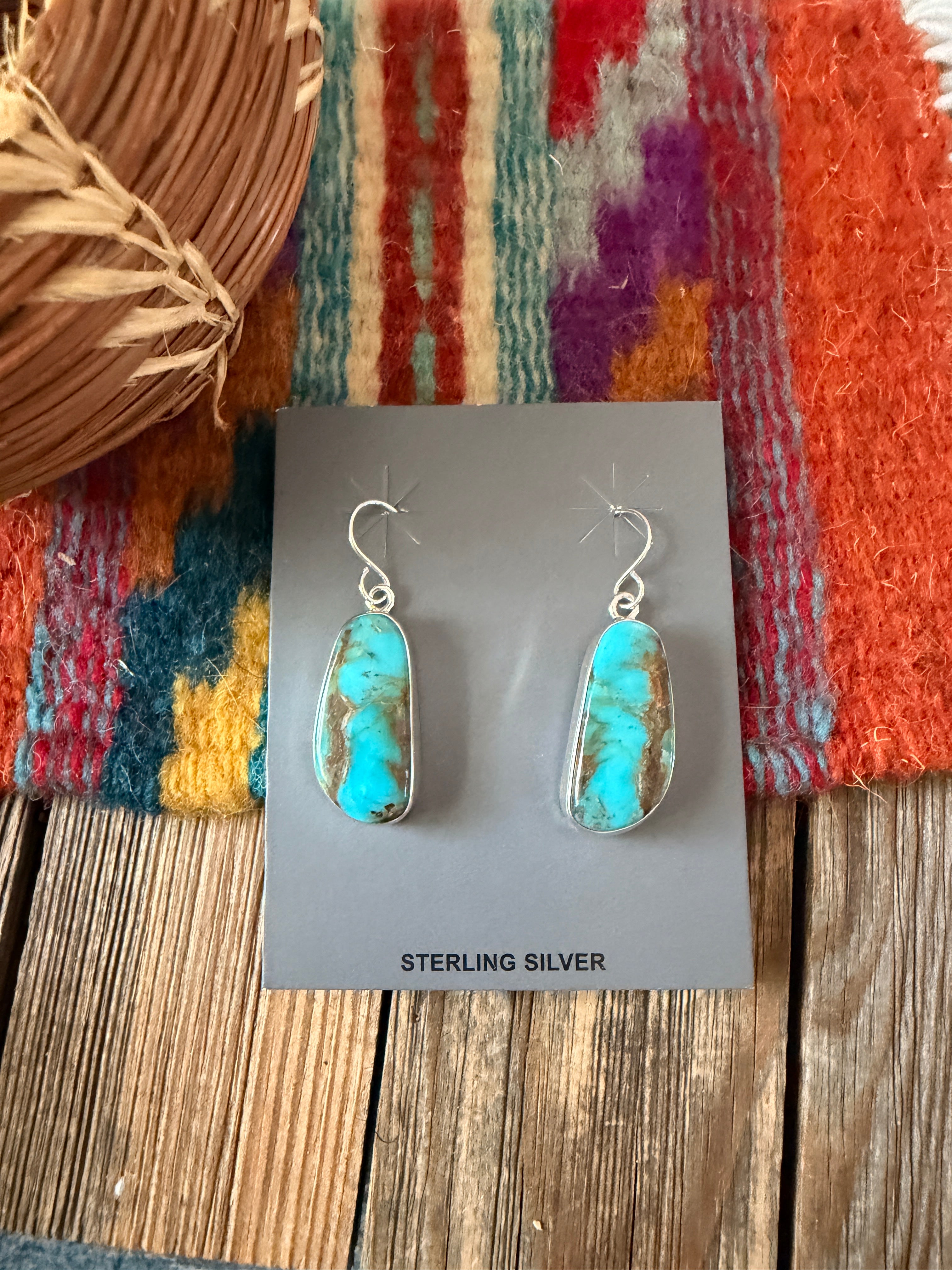 Handcrafted Turquoise & Sterling Silver Dangle Earrings