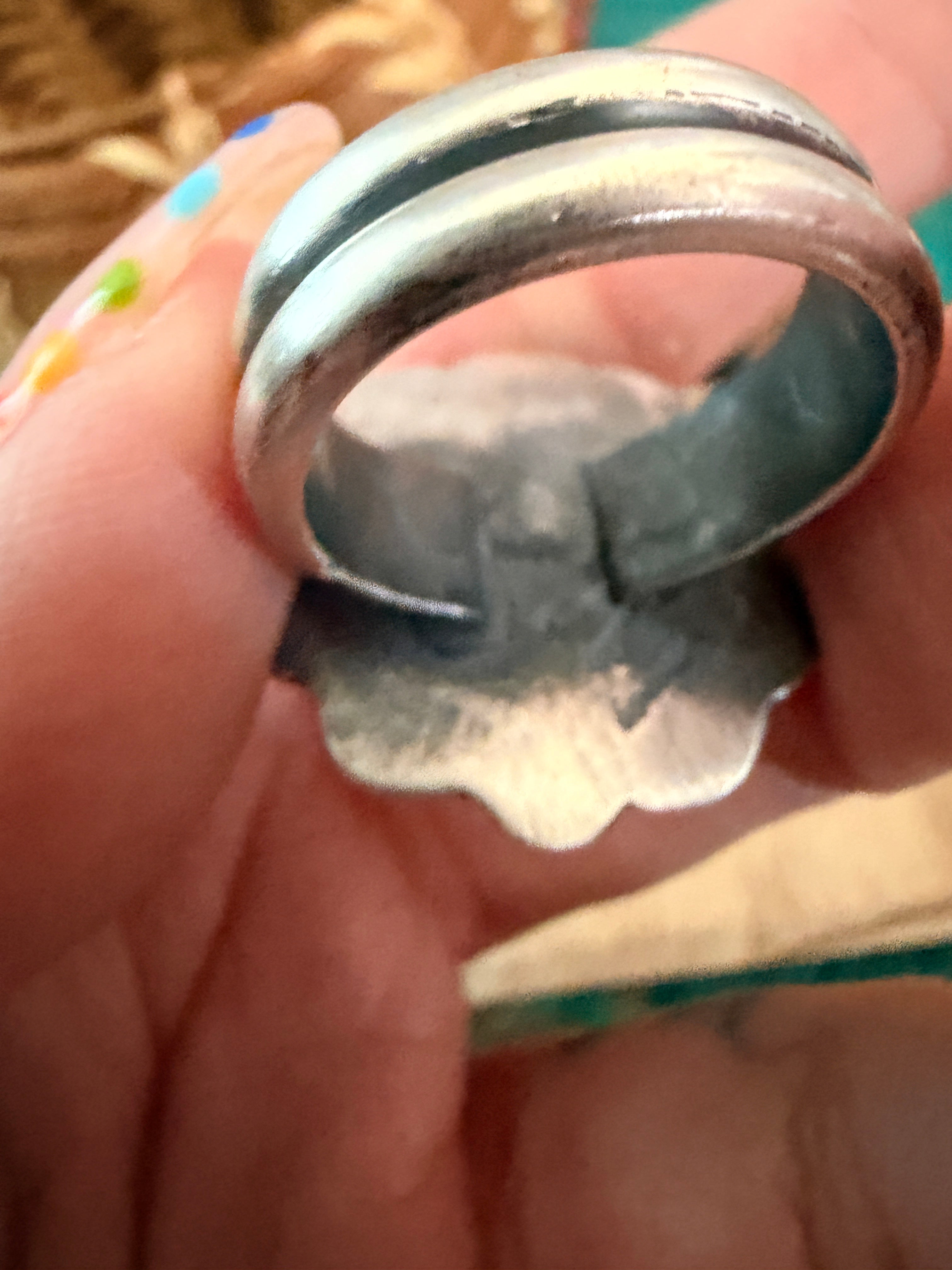 Handcrafted Queen Pink Cocnh and Sterling Silver Flower Ring size 6.75 by Chimney Butte