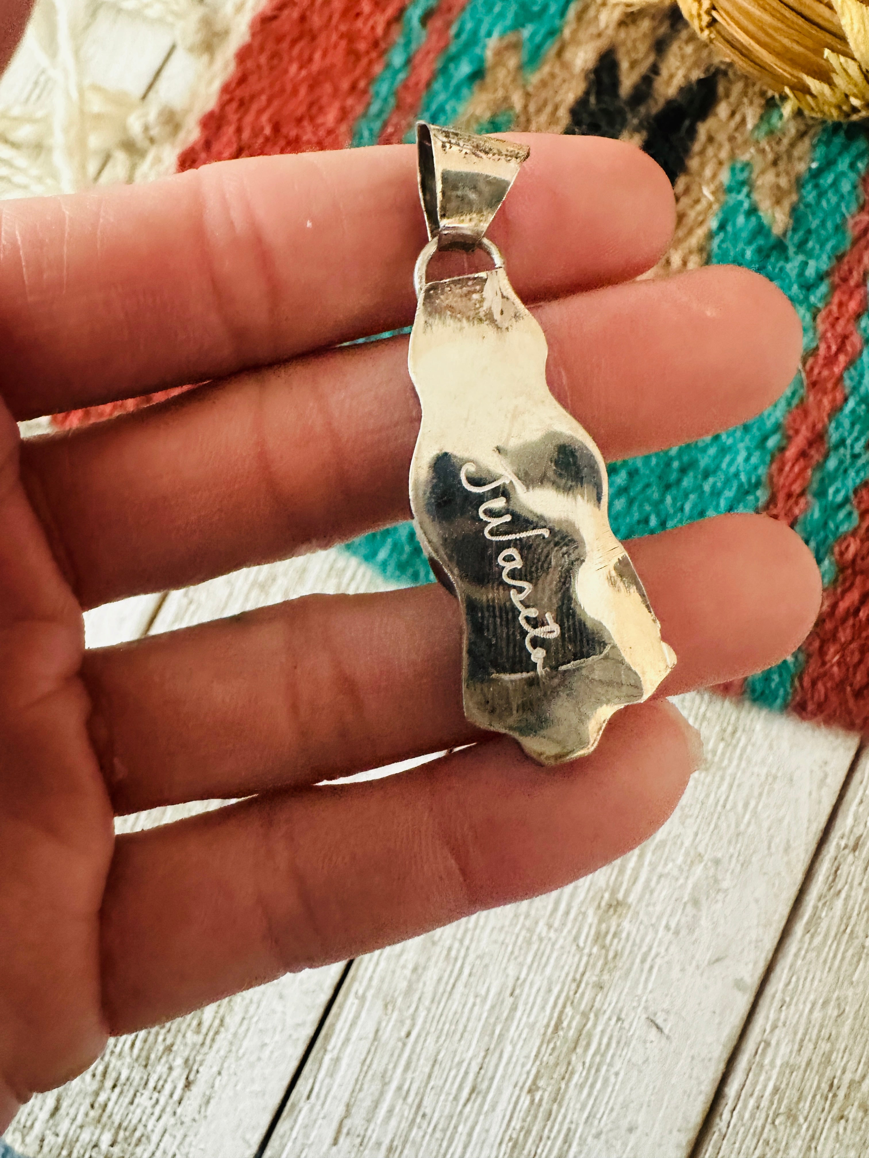 Handcrafted Multi Stone & Sterling Silver Inlay Maiden Pendant