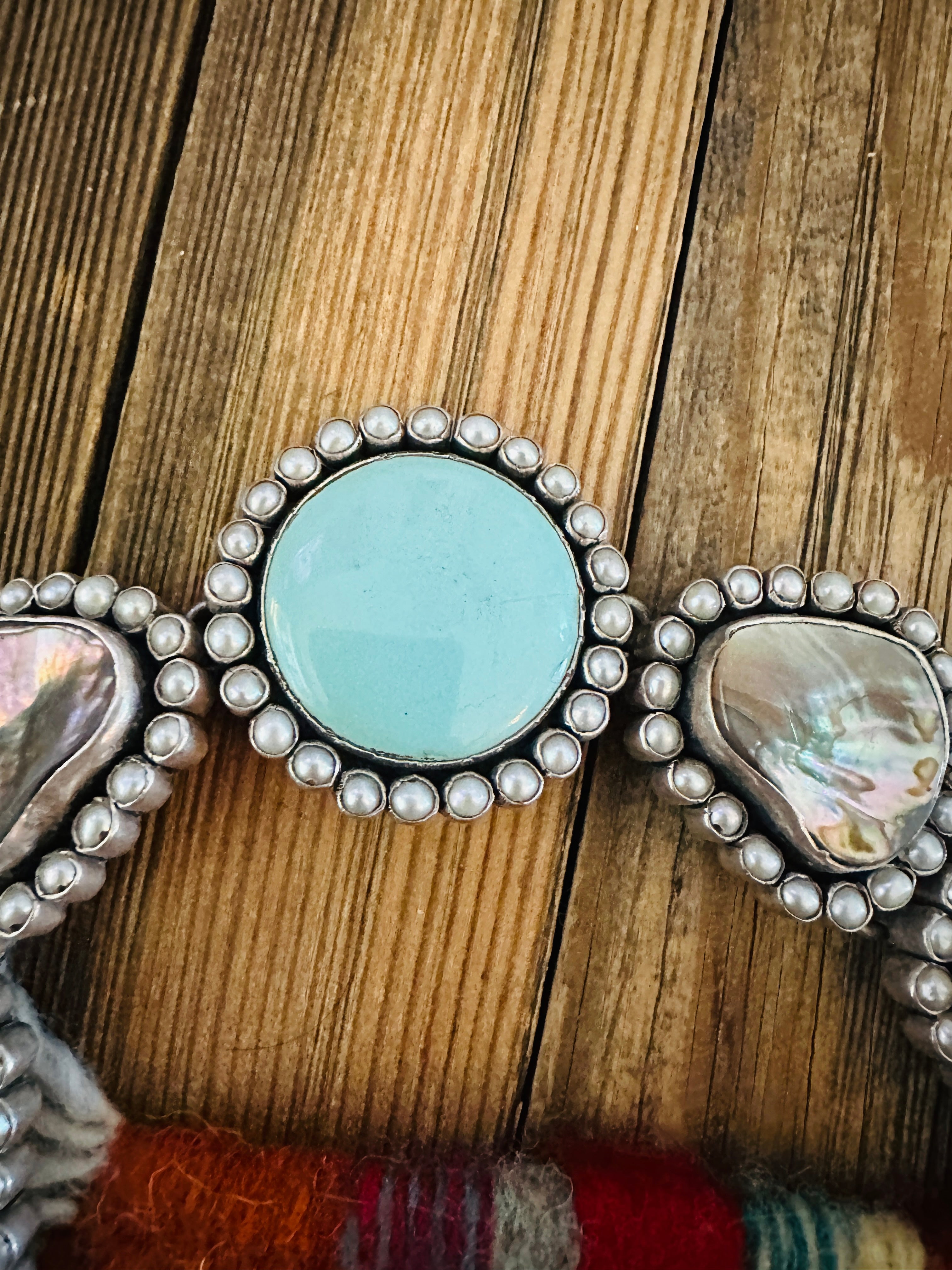 Handcrafted Abalone, Mother of Pearl & Sterling Silver Heart Necklace by Federico Jimenez