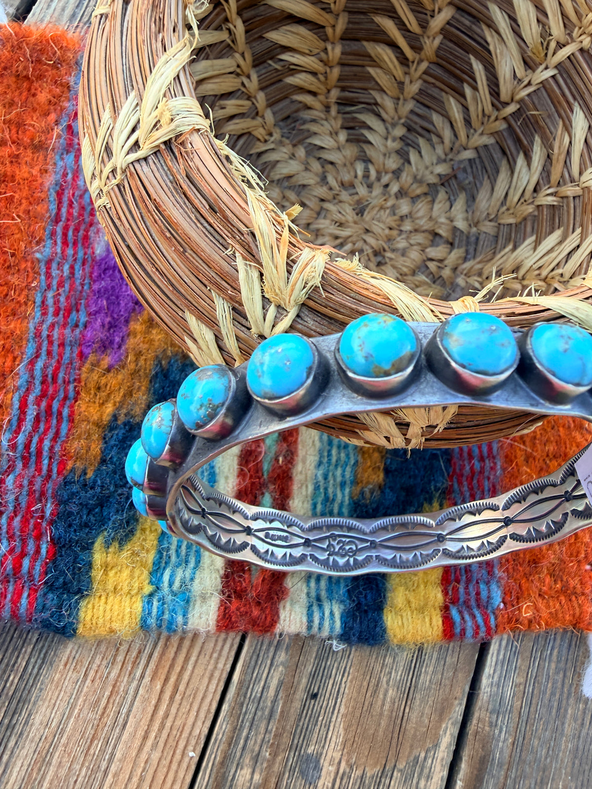 Handcrafted Turquoise & Sterling Silver Bangle Bracelet