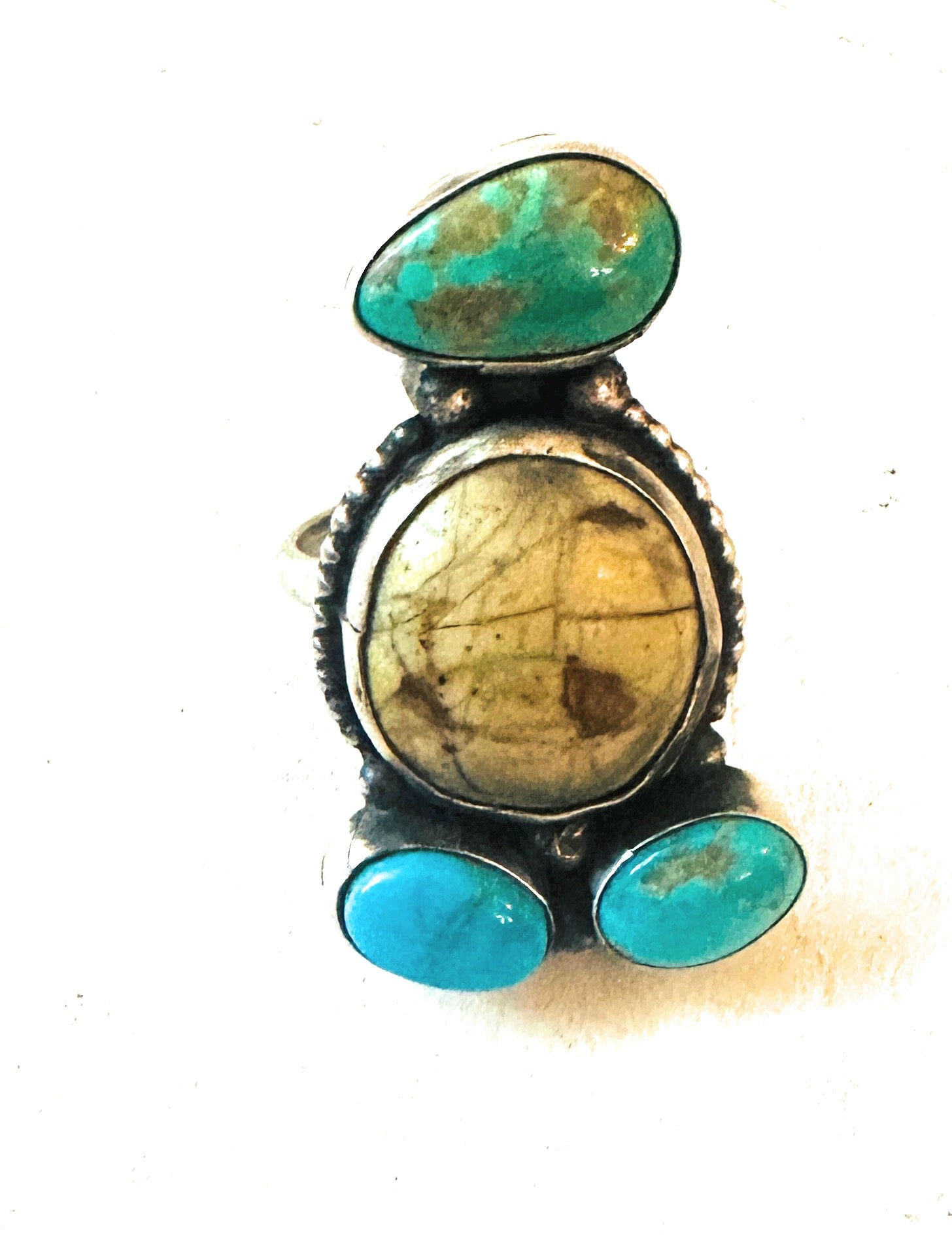 Navajo Ribbon Turquoise & Sterling Silver Adjustable Ring