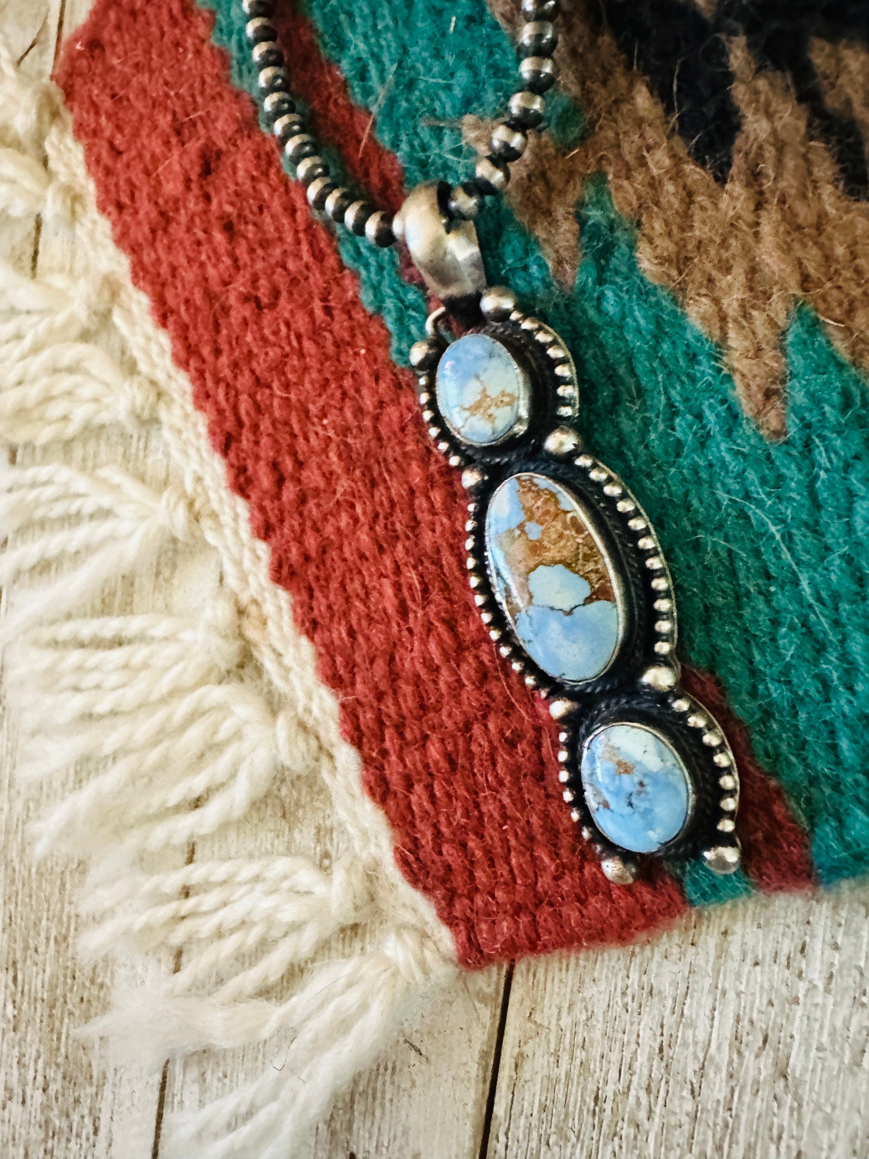 Handcrafted Golden Hills Turquoise & Sterling Silver Pendant