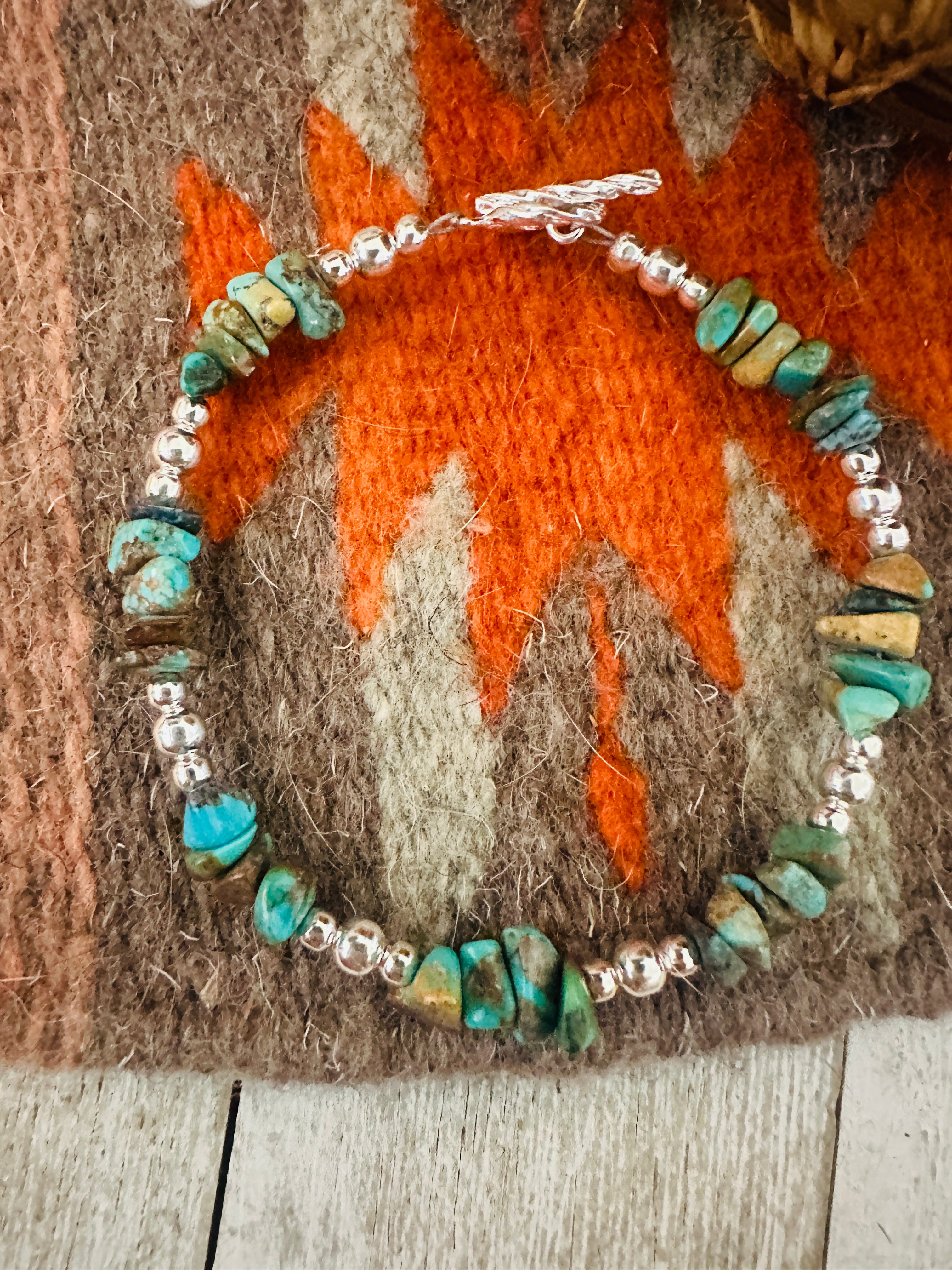 Handcrafted Sterling Silver Pearl & Turquoise Beaded Bracelet