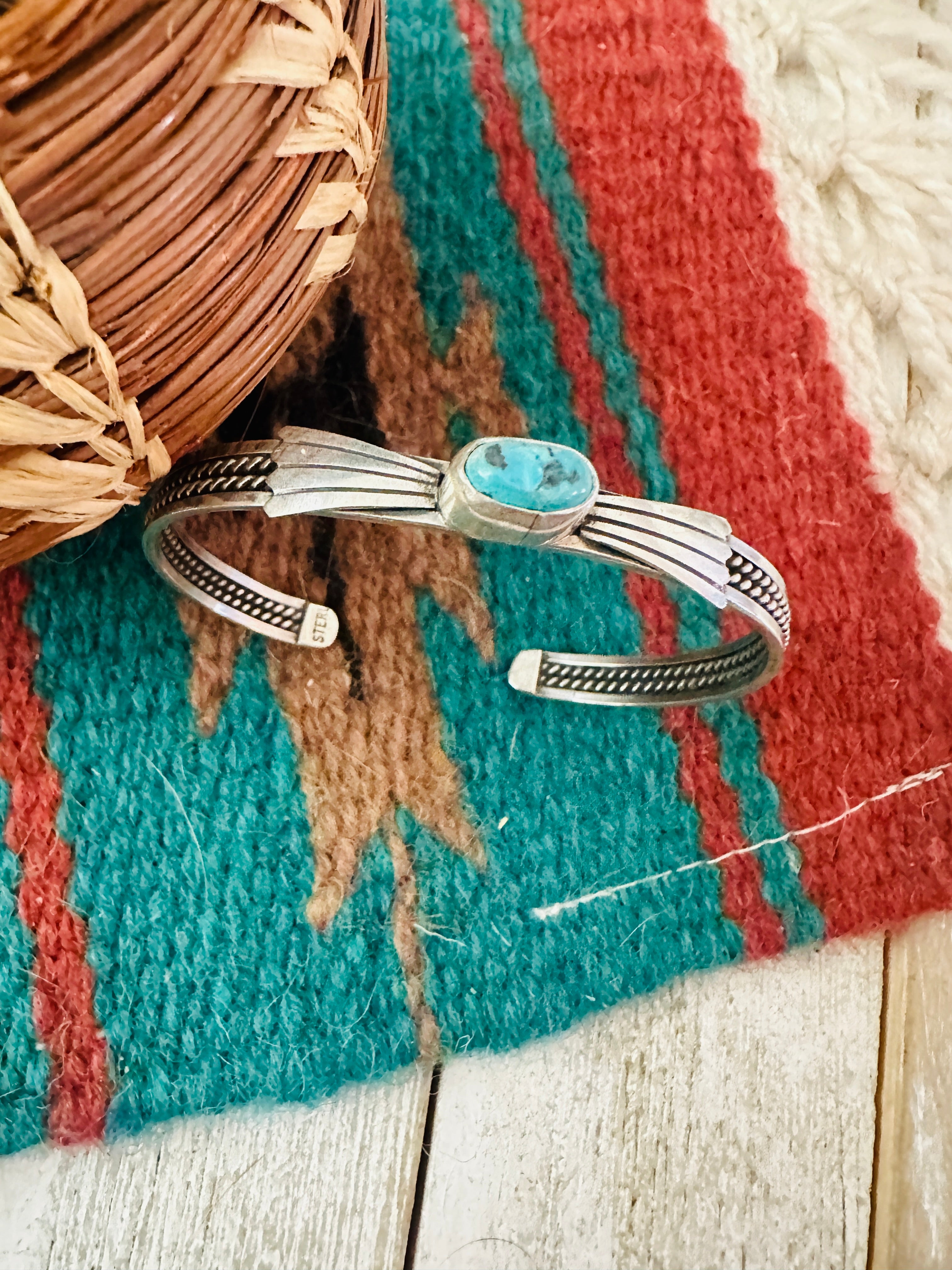 Navajo Sterling Silver & Turquoise Cuff Bracelet