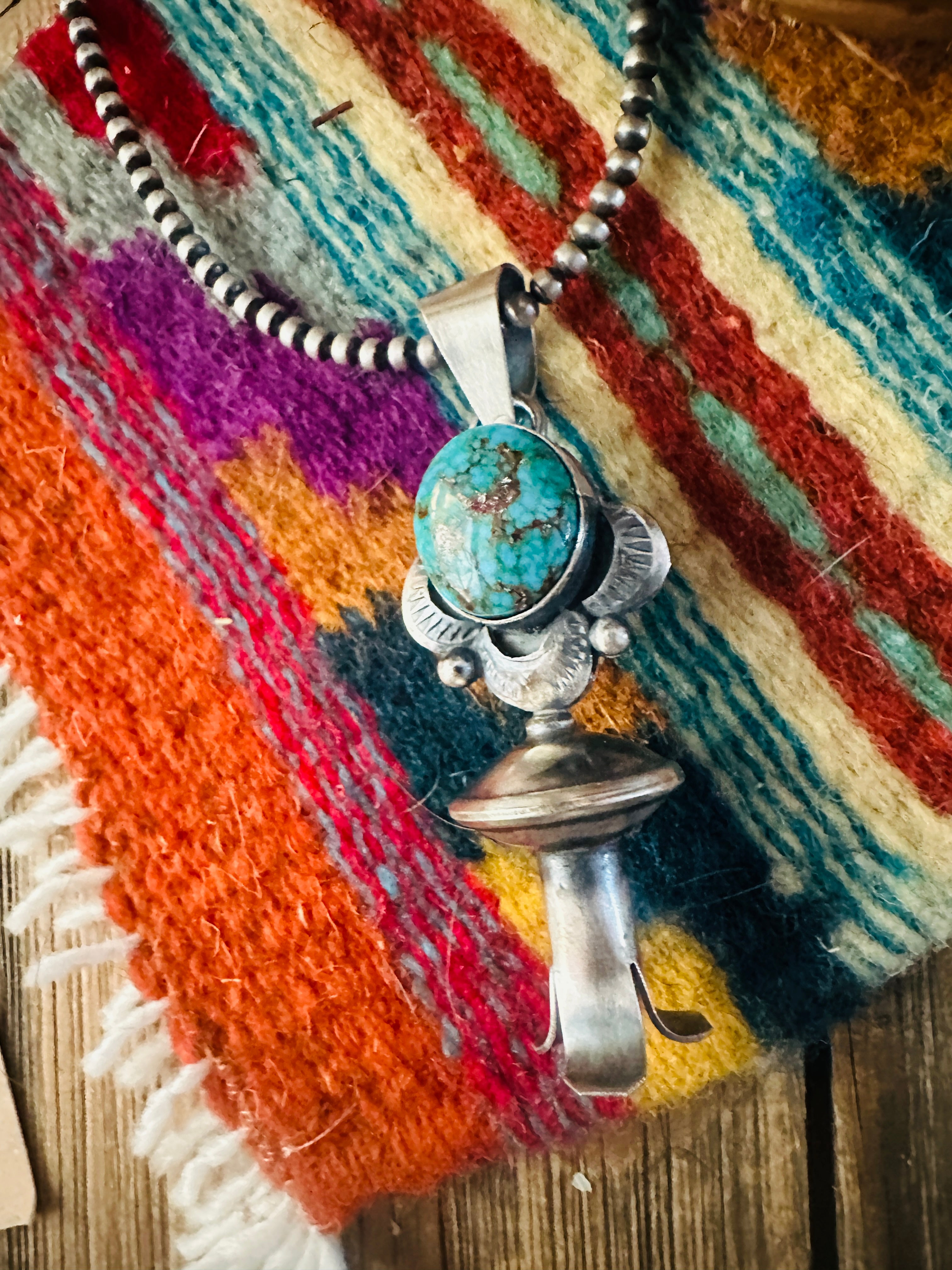 Handcrafted Sterling Silver & Turquoise Blossom Pendant