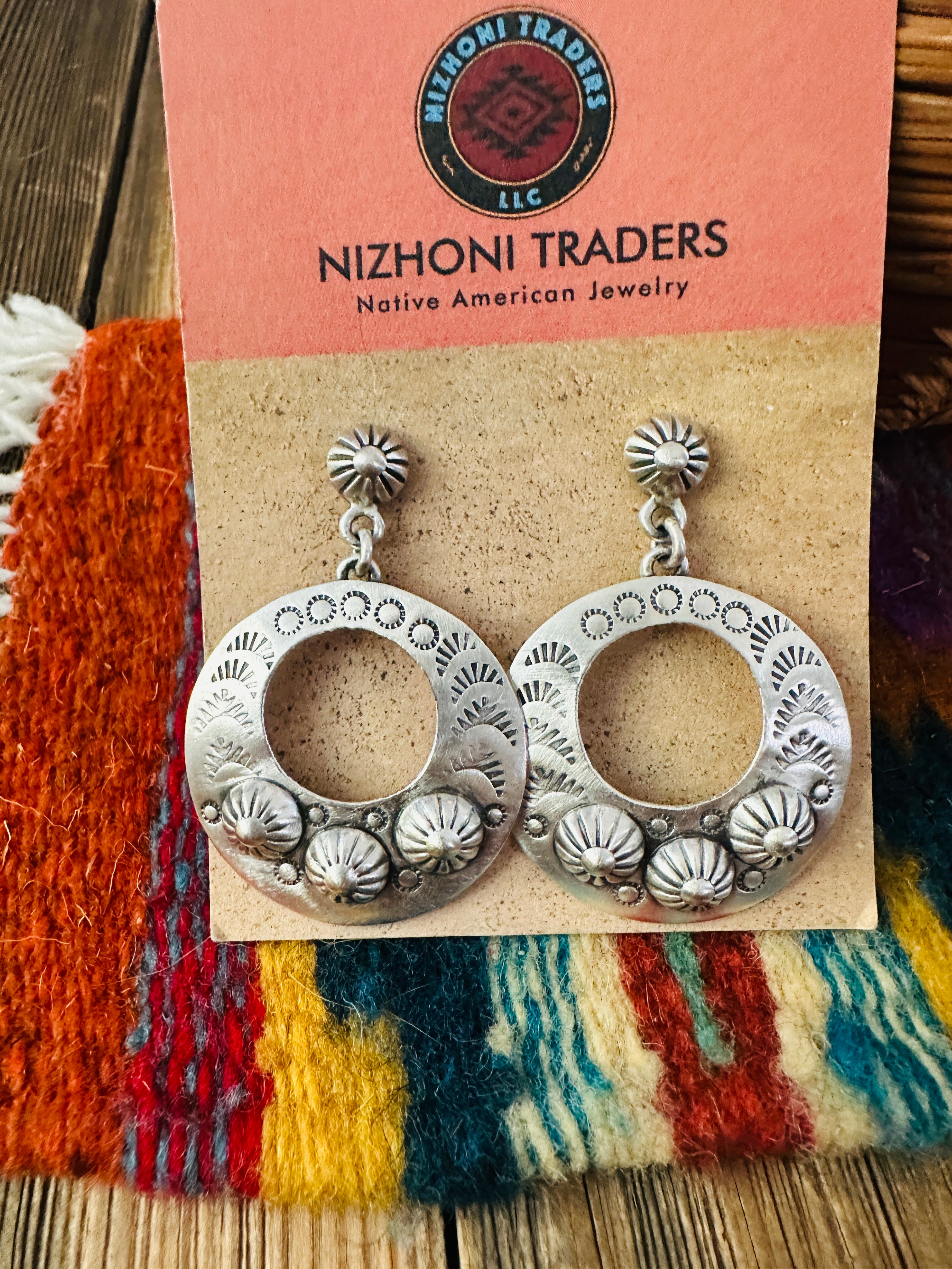 Handcrafted Sterling Silver Concho Dangle Earrings