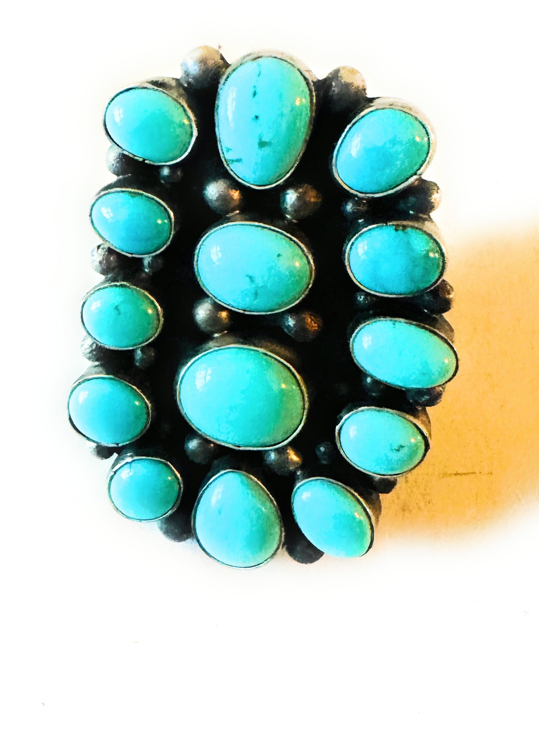 Navajo Sterling Silver & Kingman Turquoise Ring Size 10