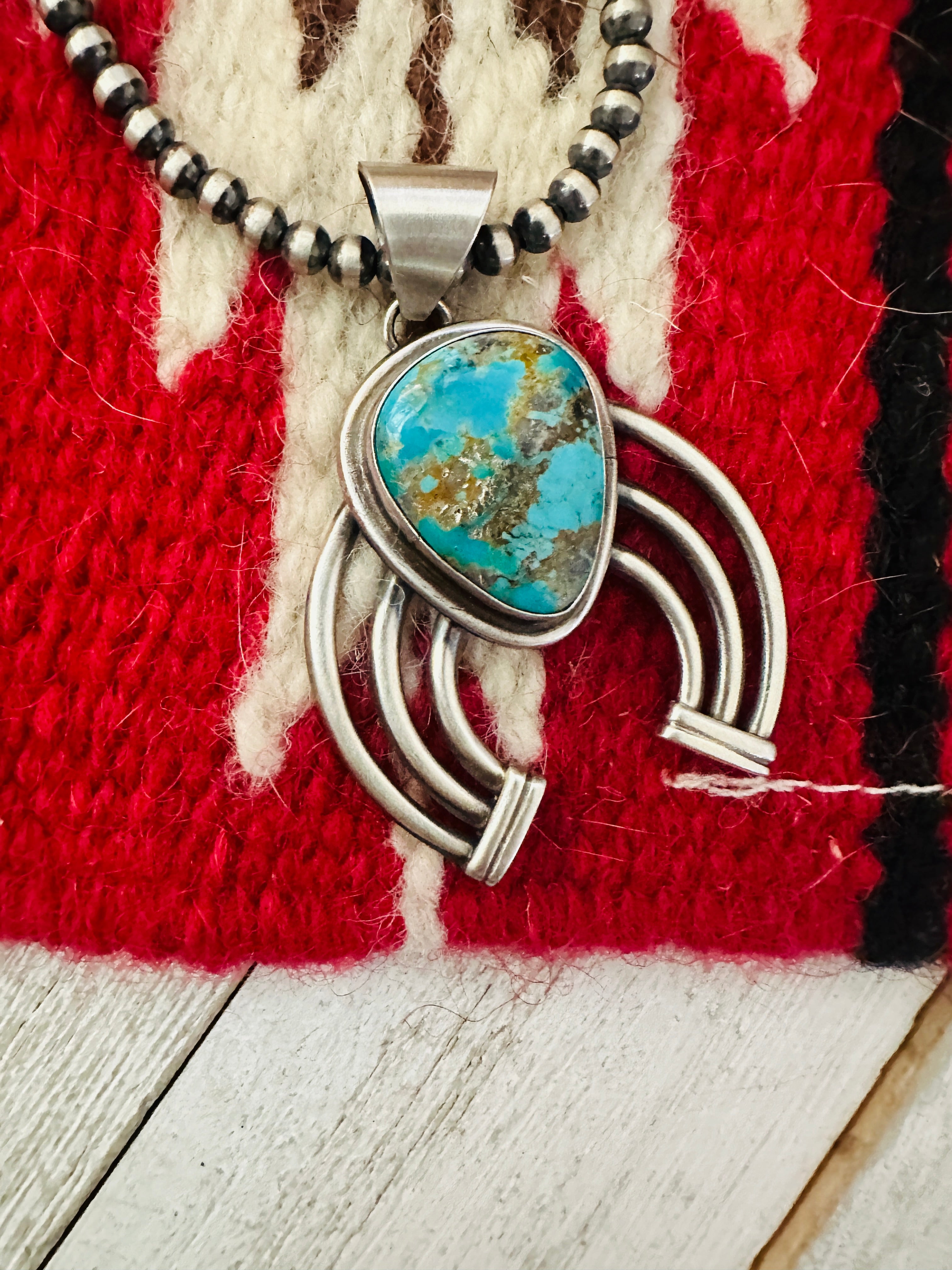 Navajo Sterling Silver & Turquoise Naja Pendant