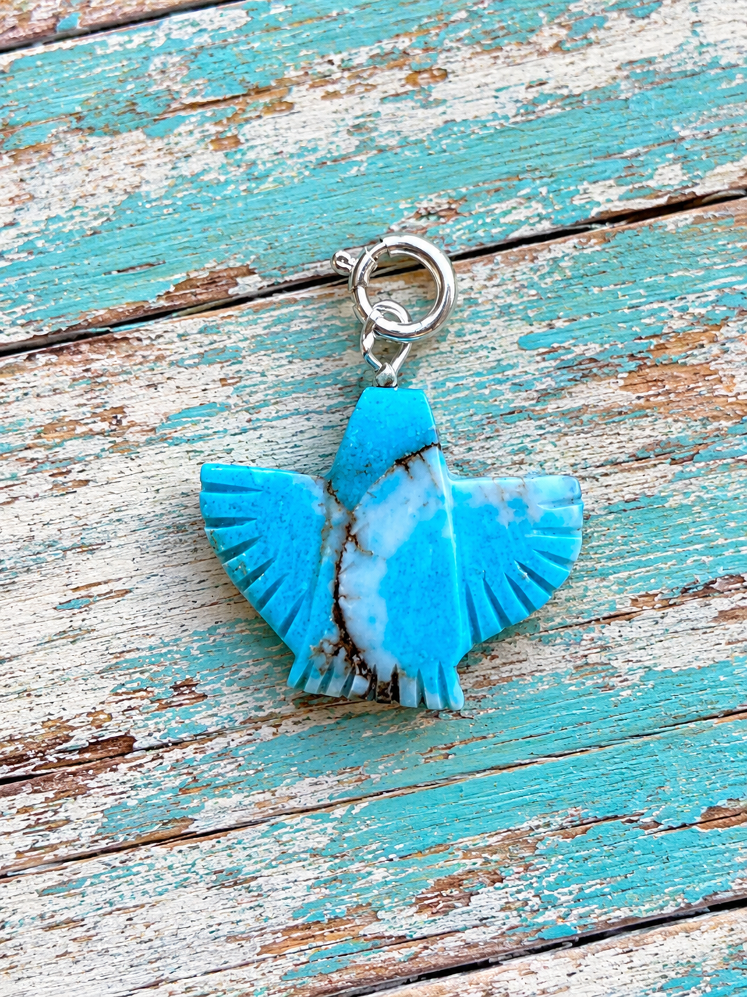 Handcrafted Turquoise Blue  Mojave Eagle Charm