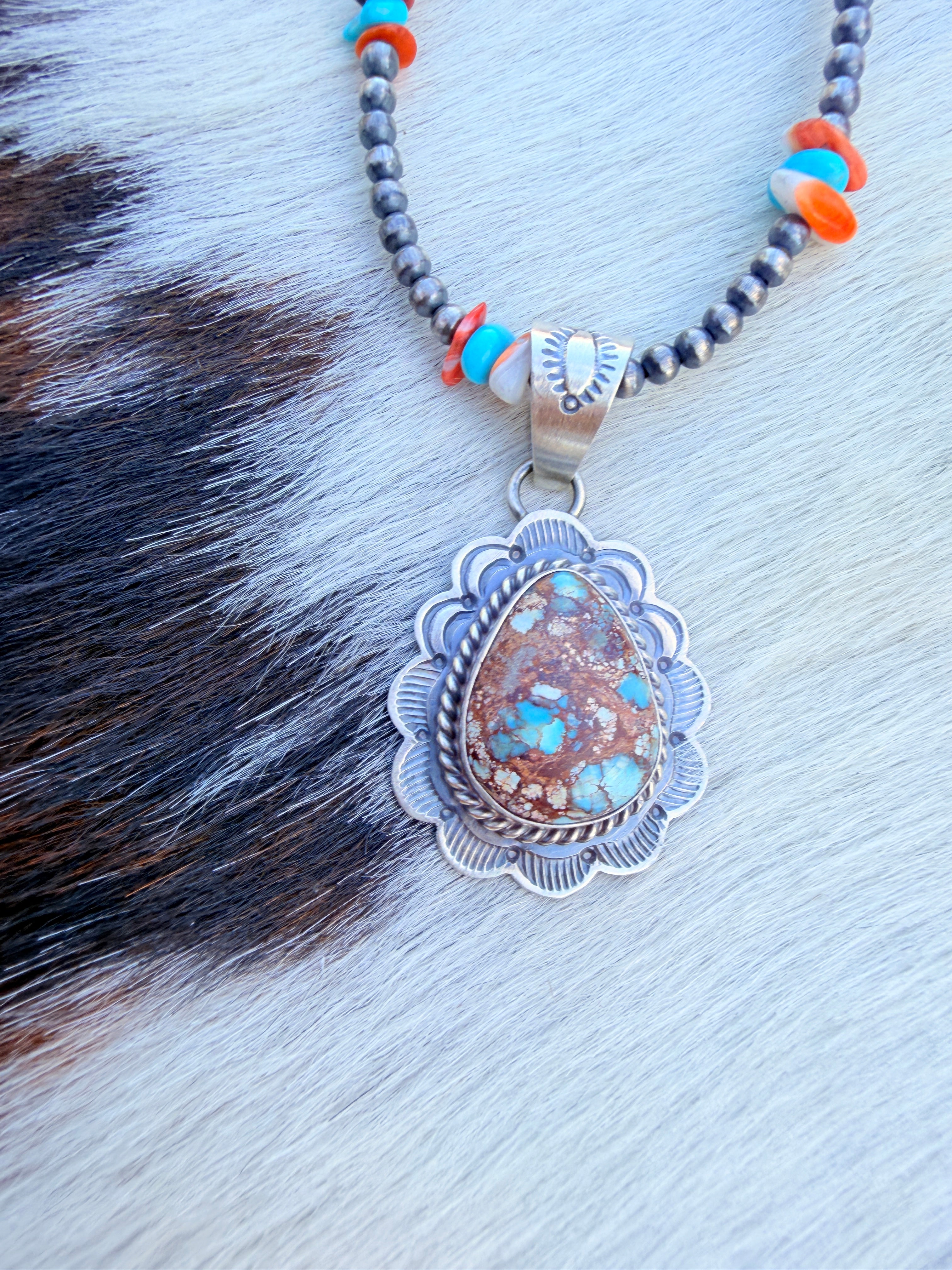 Handcrafted Sterling Silver & Golden Hills Turquoise Pendant by David Skeets