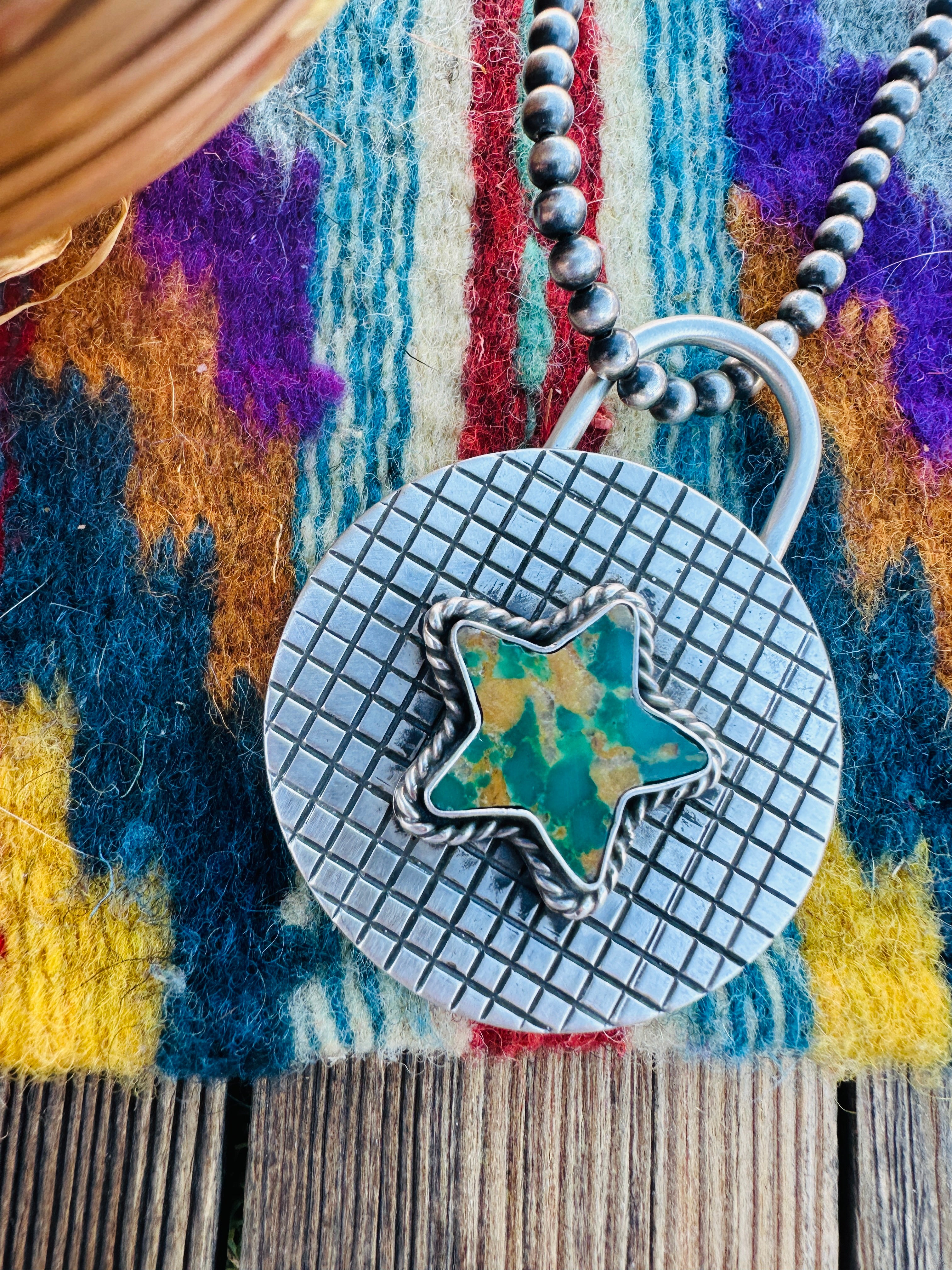 Handcrafted Turquoise & Sterling Silver Locket Style Pendant by Charles Johnson