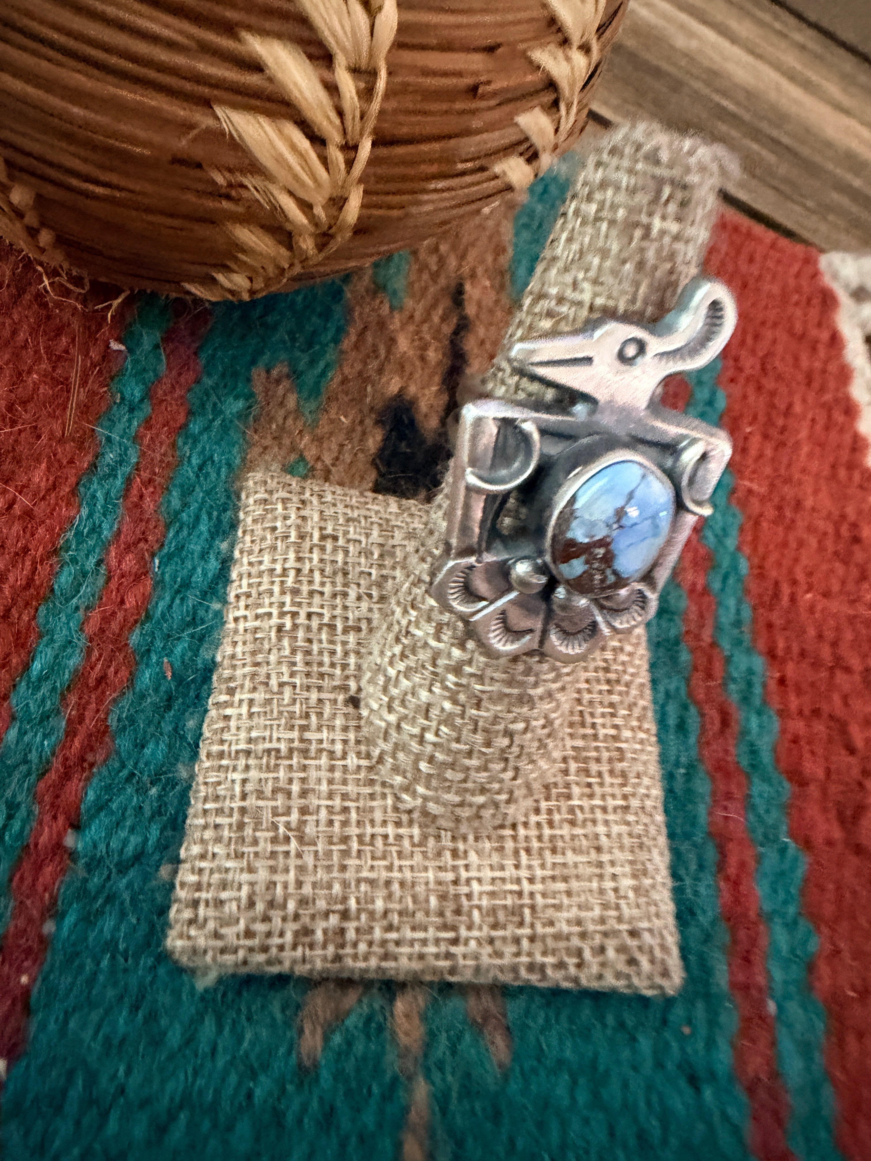 Handcrafted Golden Hills Turquoise and Sterling Silver Thunderbird Ring size 6 by Chimney Butte