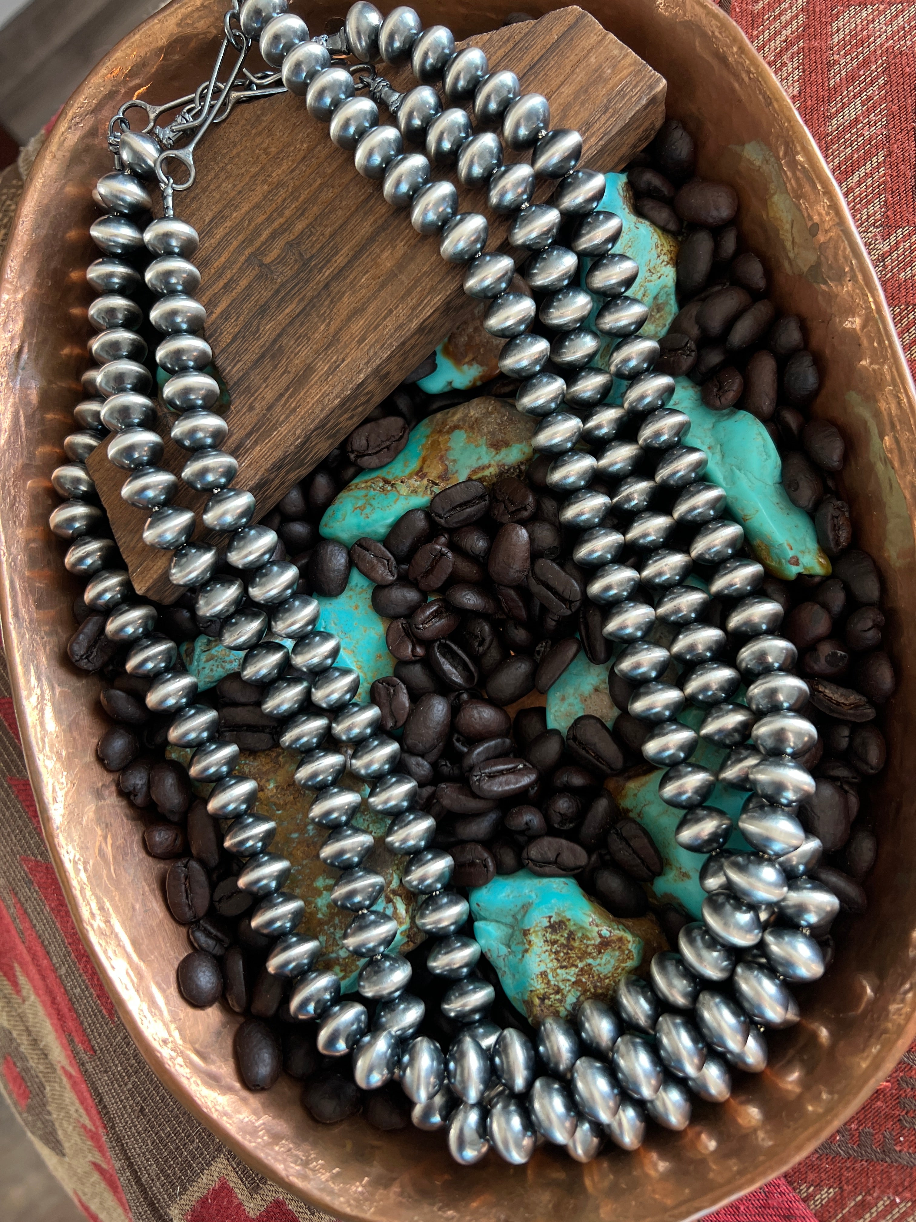 Vinita Cowboy Handmade 10mm Sterling Silver Navajo Saucer Pearl Beaded