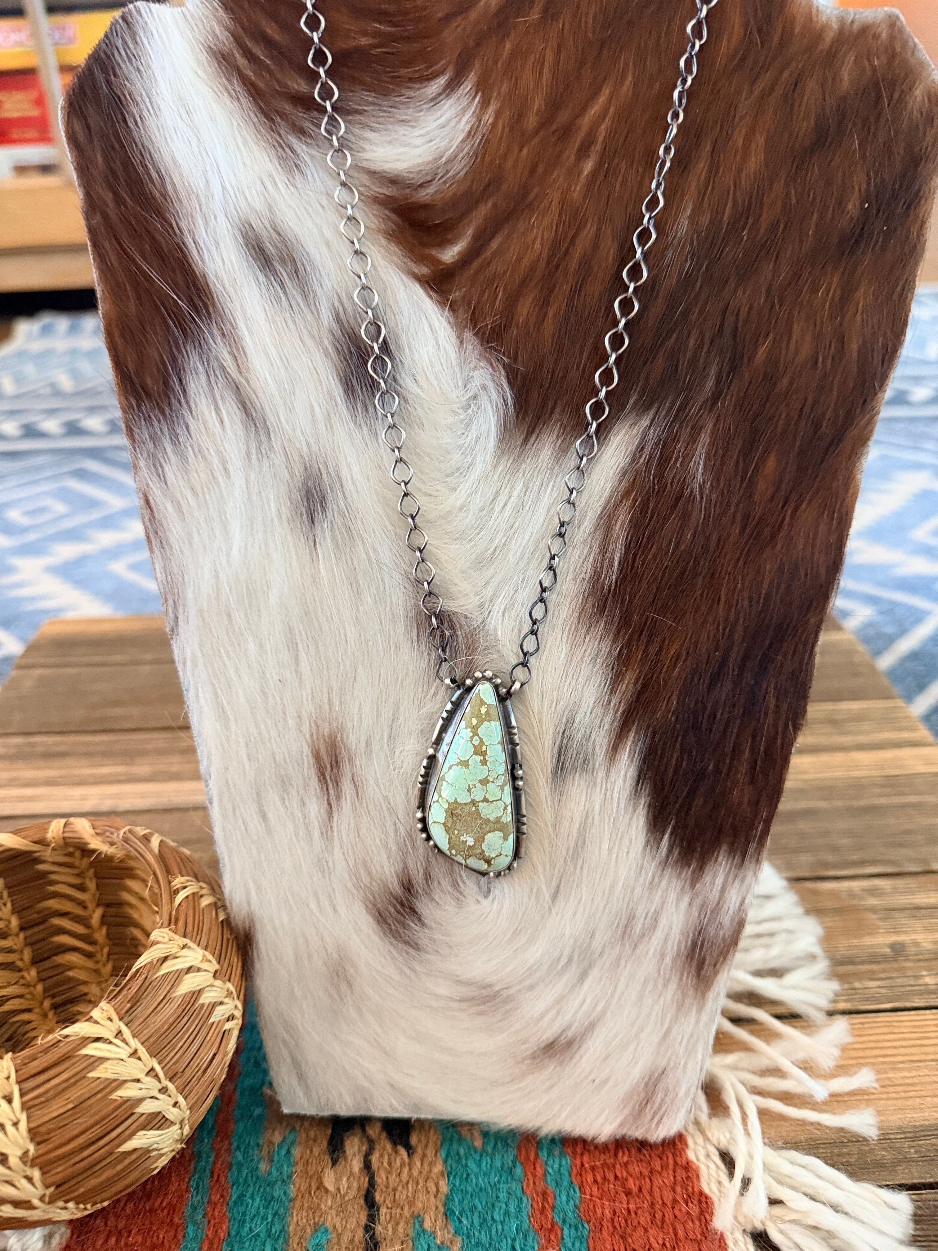 Handcrafted Number 8 Turquoise & Sterling Silver Necklace by Sheila Becenti