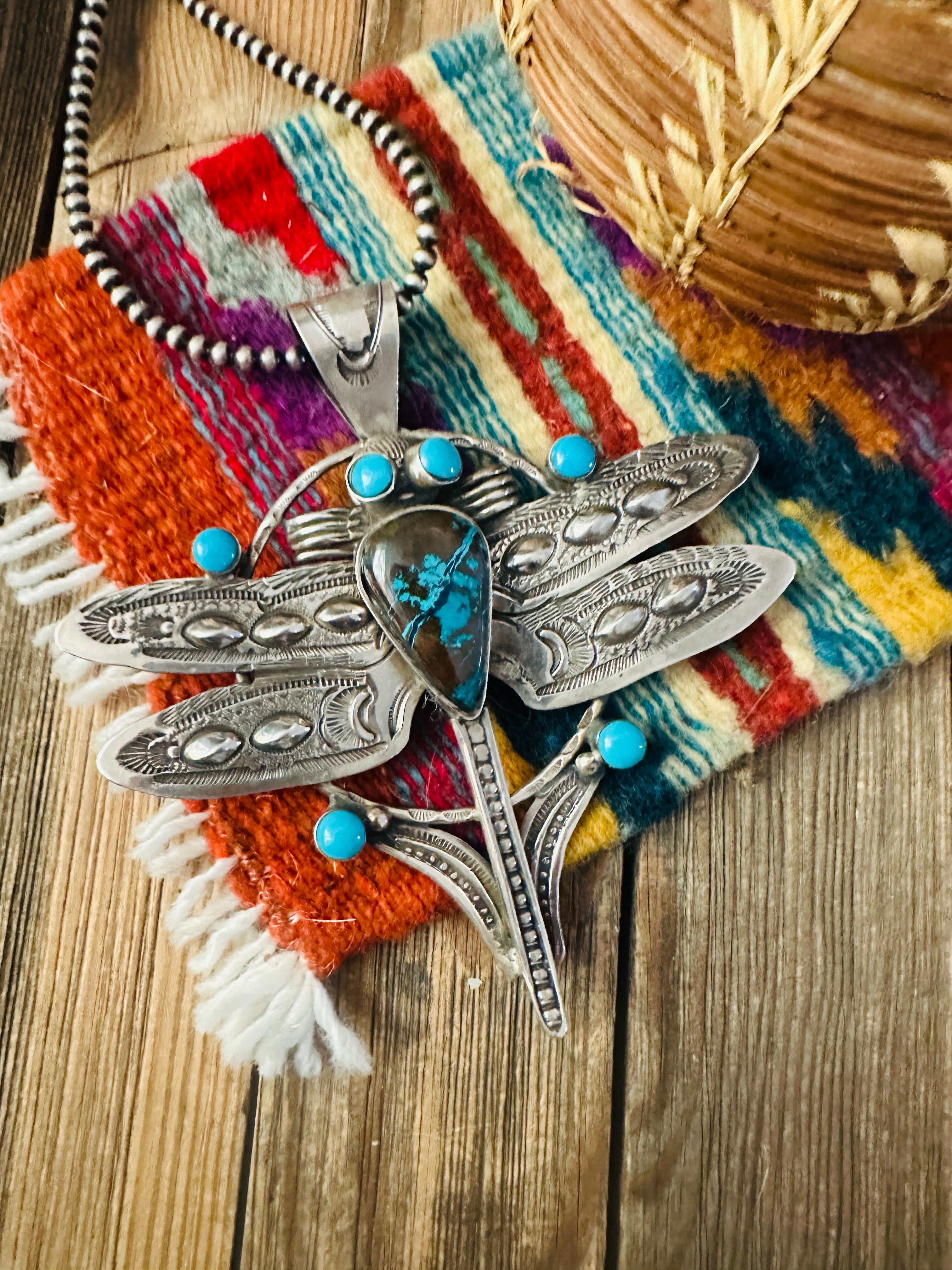 Handcrafted Sterling Silver & Turquoise Dragonfly Pendant