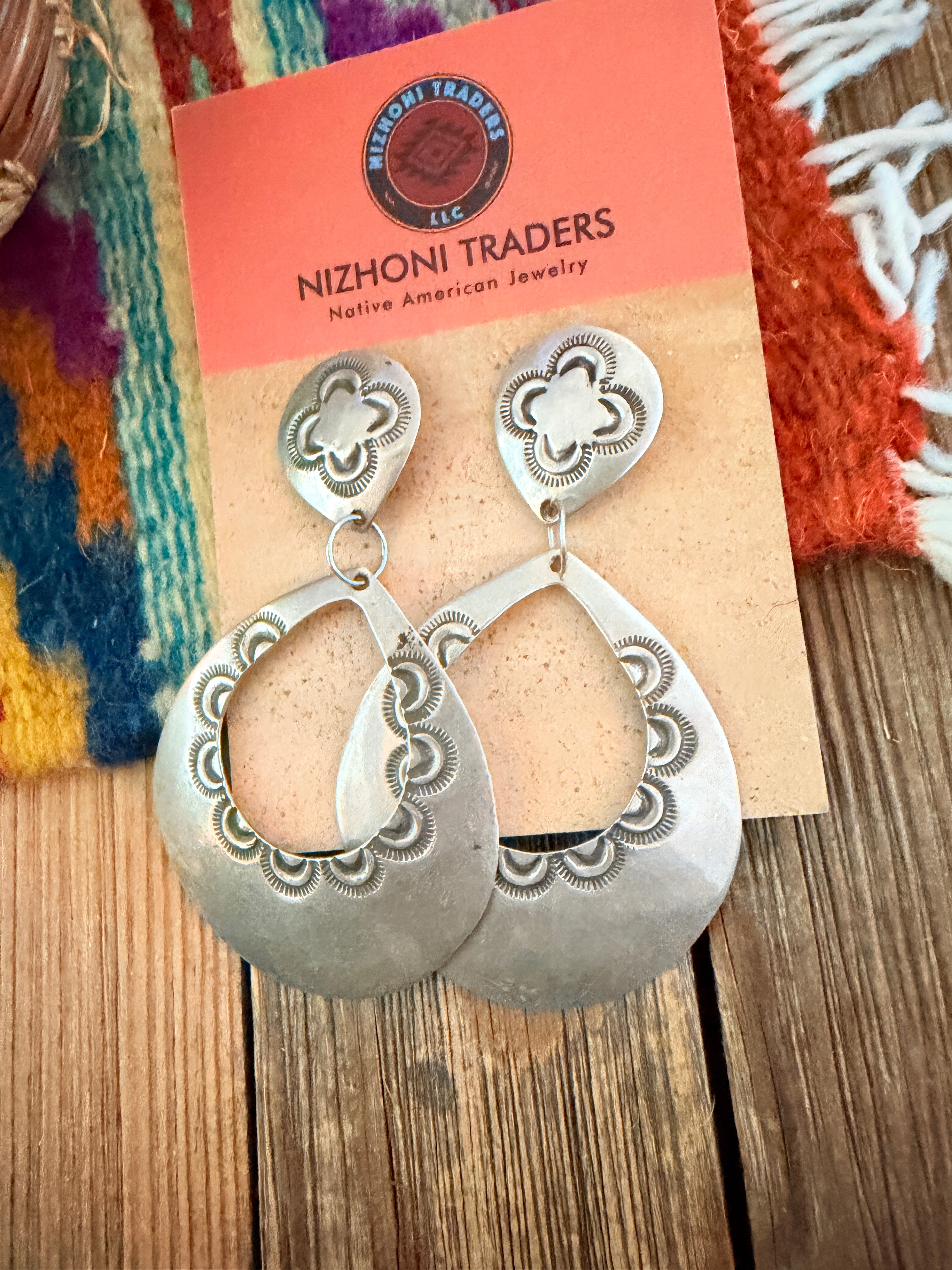Handcrafted Old Pawn Sterling Silver Dangle Earrings