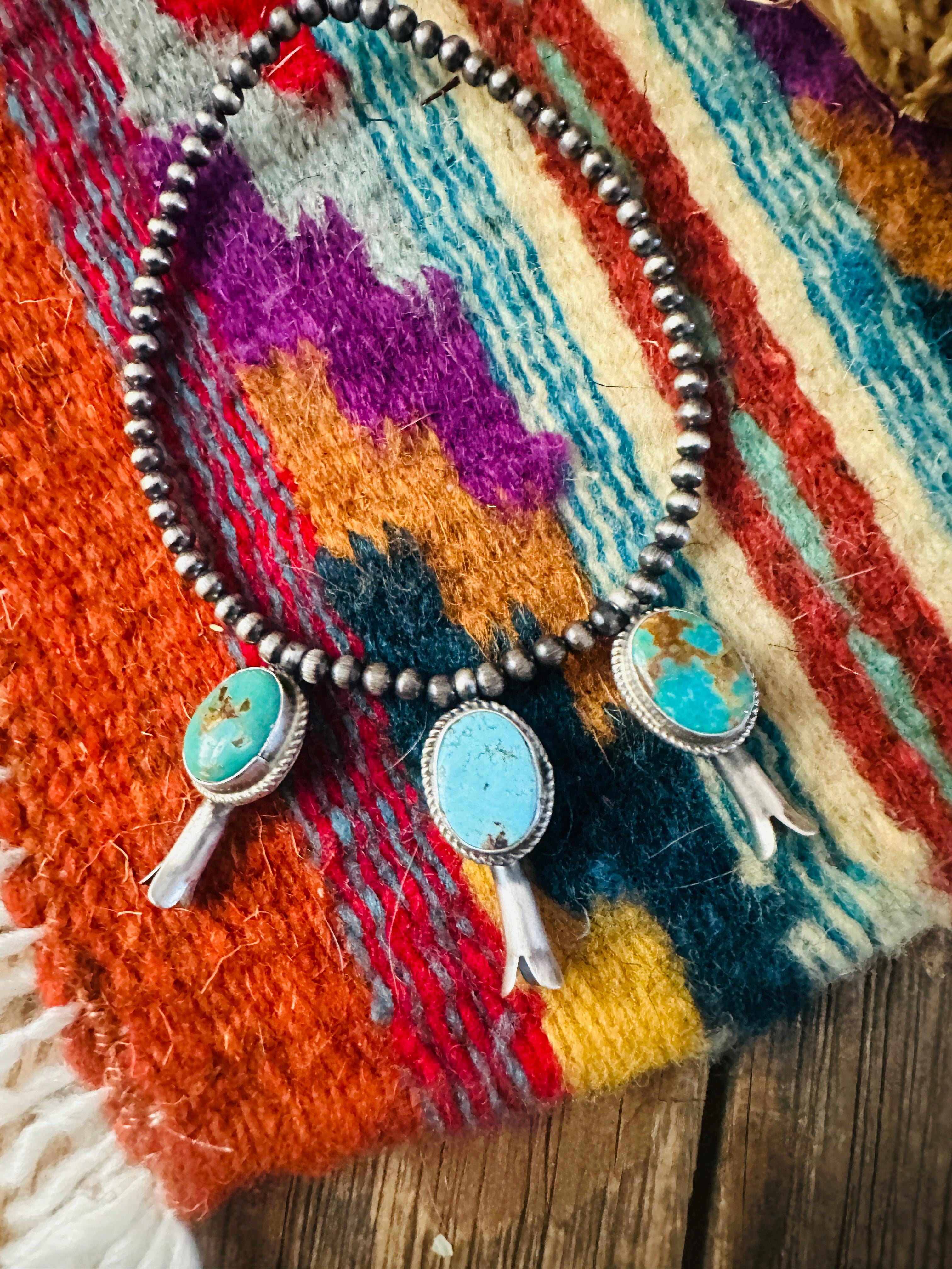 Handcrafted 3mm Sterling Silver Pearl & Turquoise Blossom Stretch Bracelet