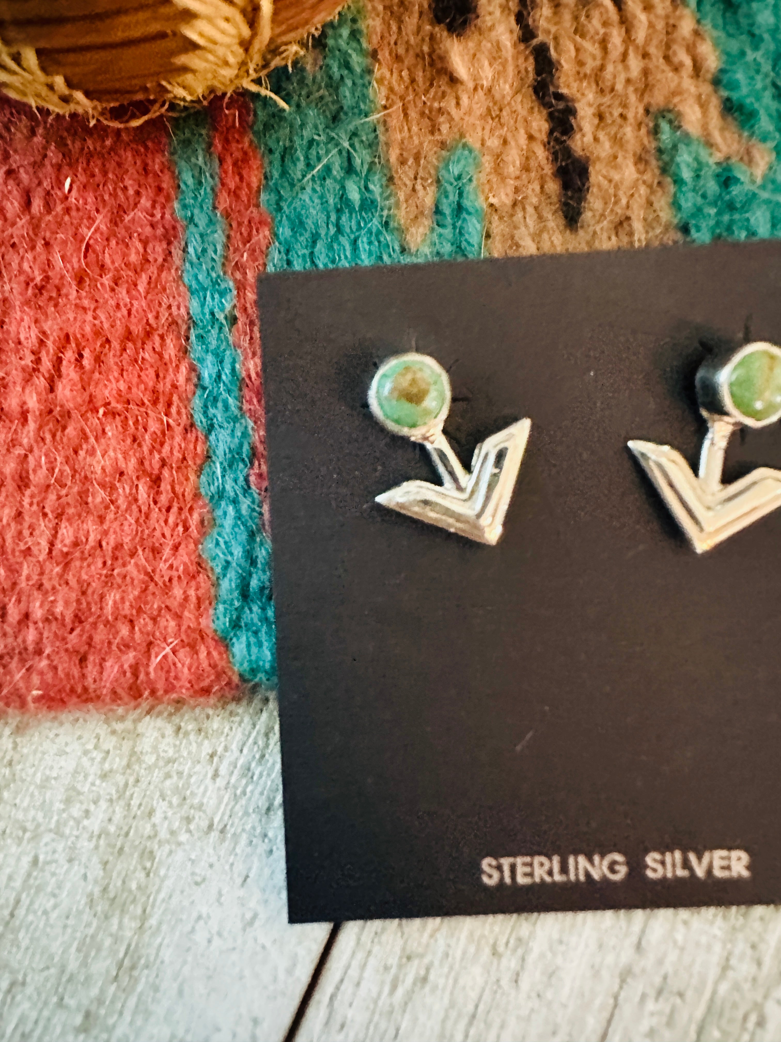 Handcrafted Sterling Silver & Turquoise Arrow Stud Earrings