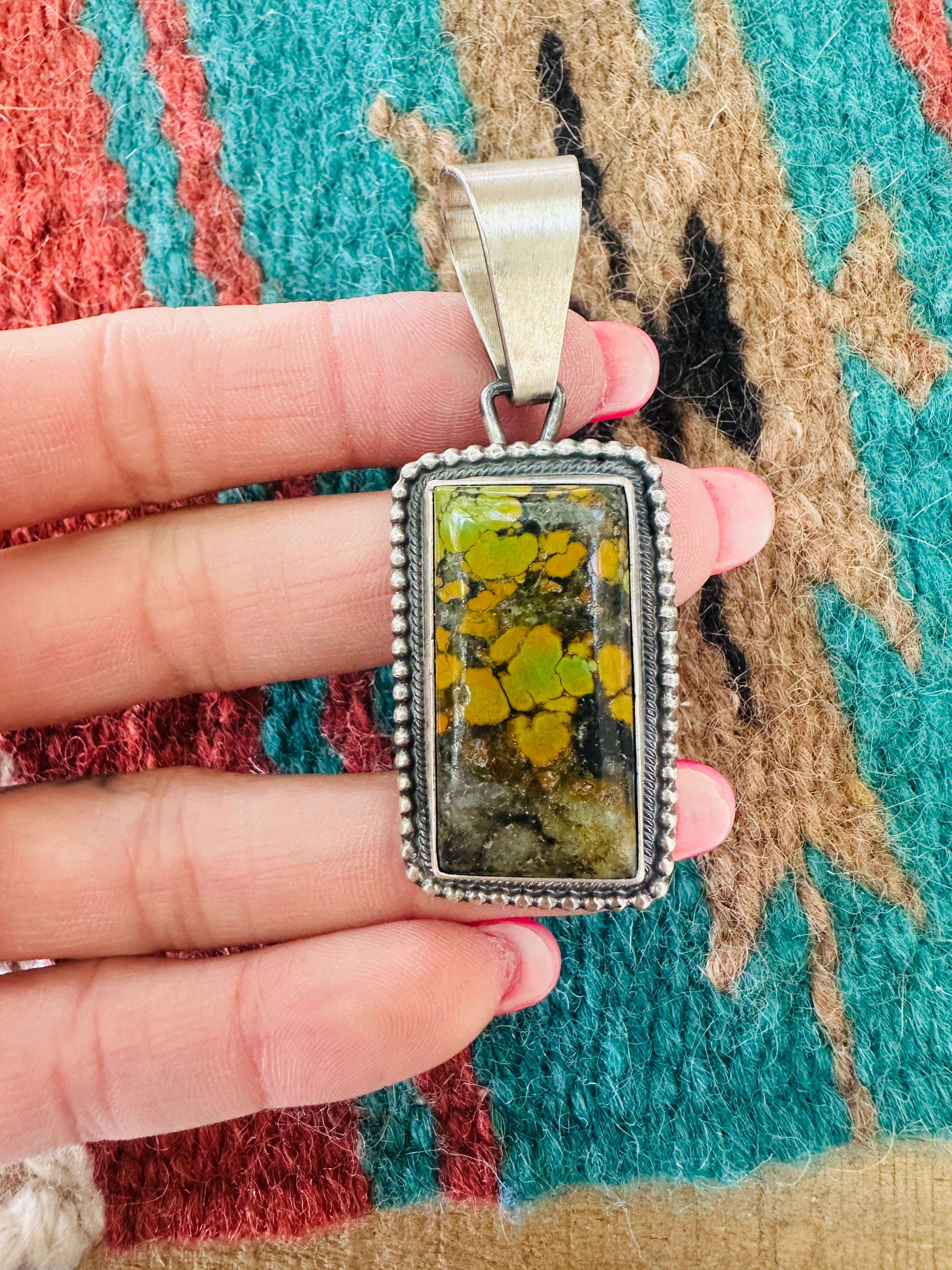 Handcrafted Sterling Silver & Tibetan Turquoise  Pendant