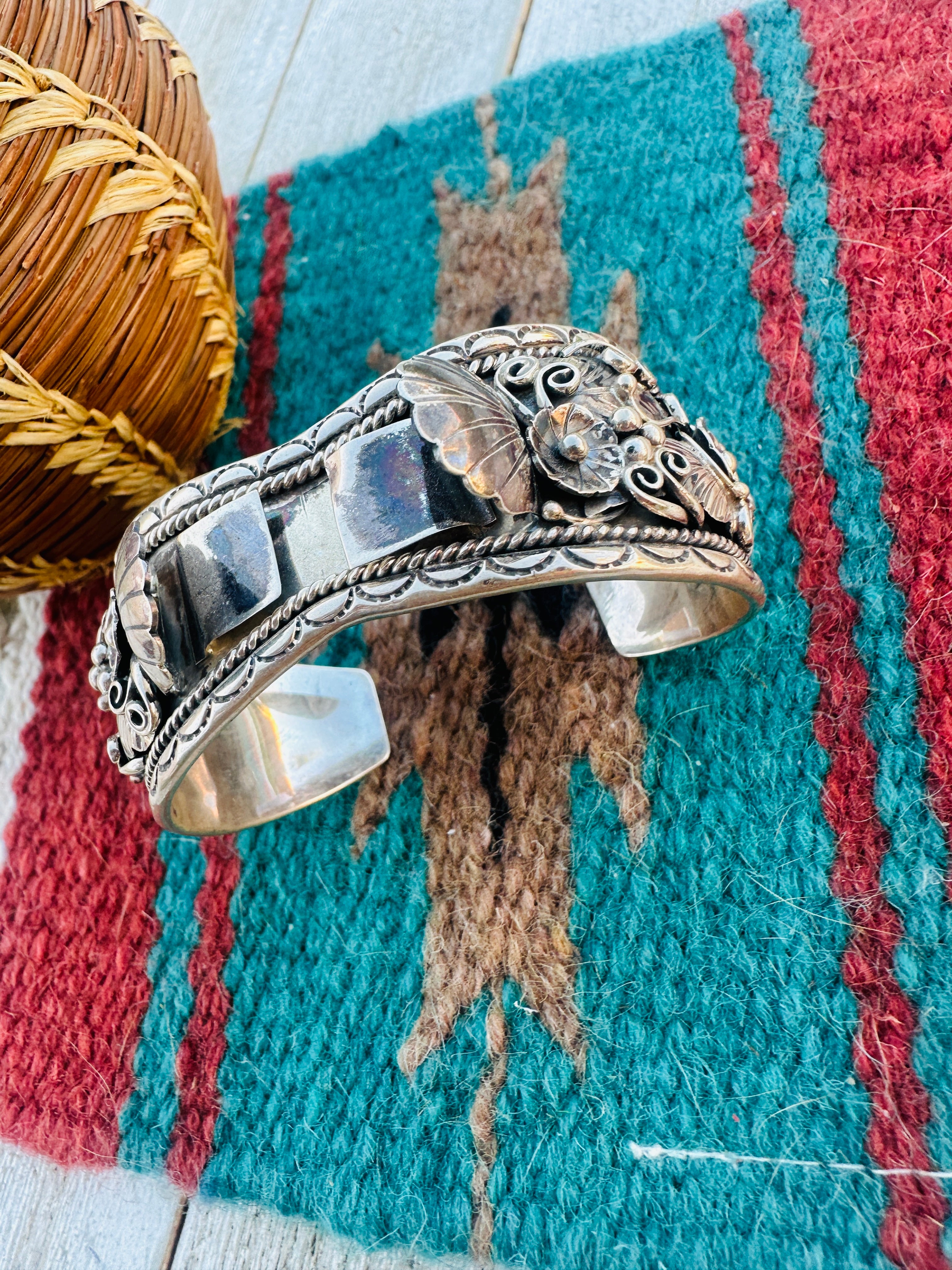 Handcrafted Old Pawn Sterling Silver Watch Cuff Bracelet