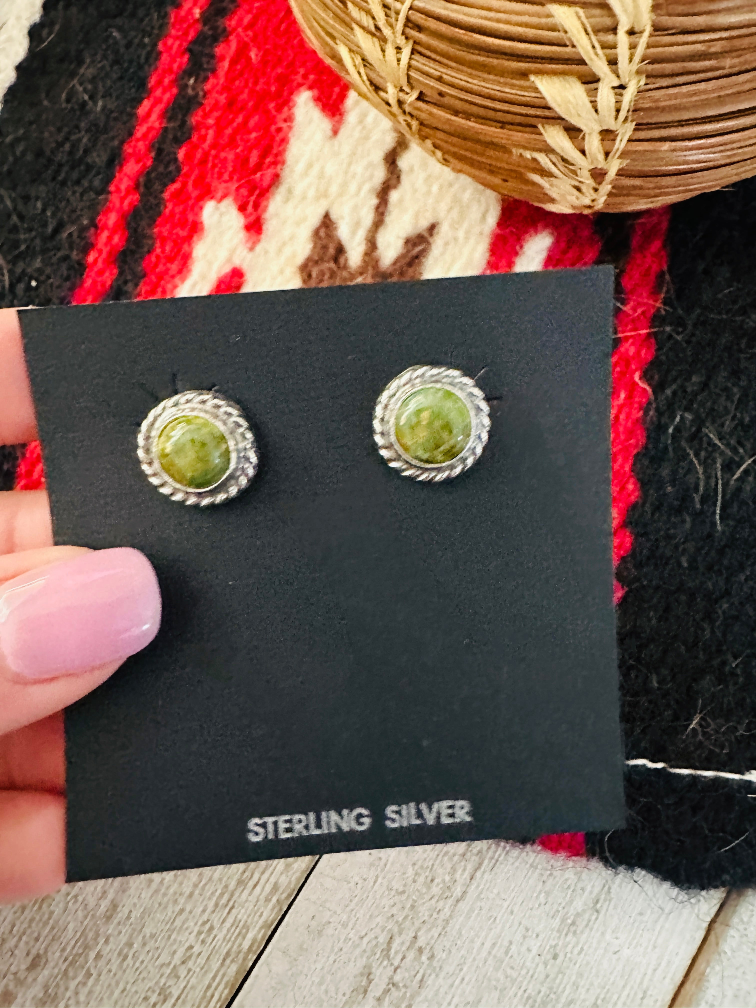 Navajo Turquoise and Sterling Silver Stud Earrings