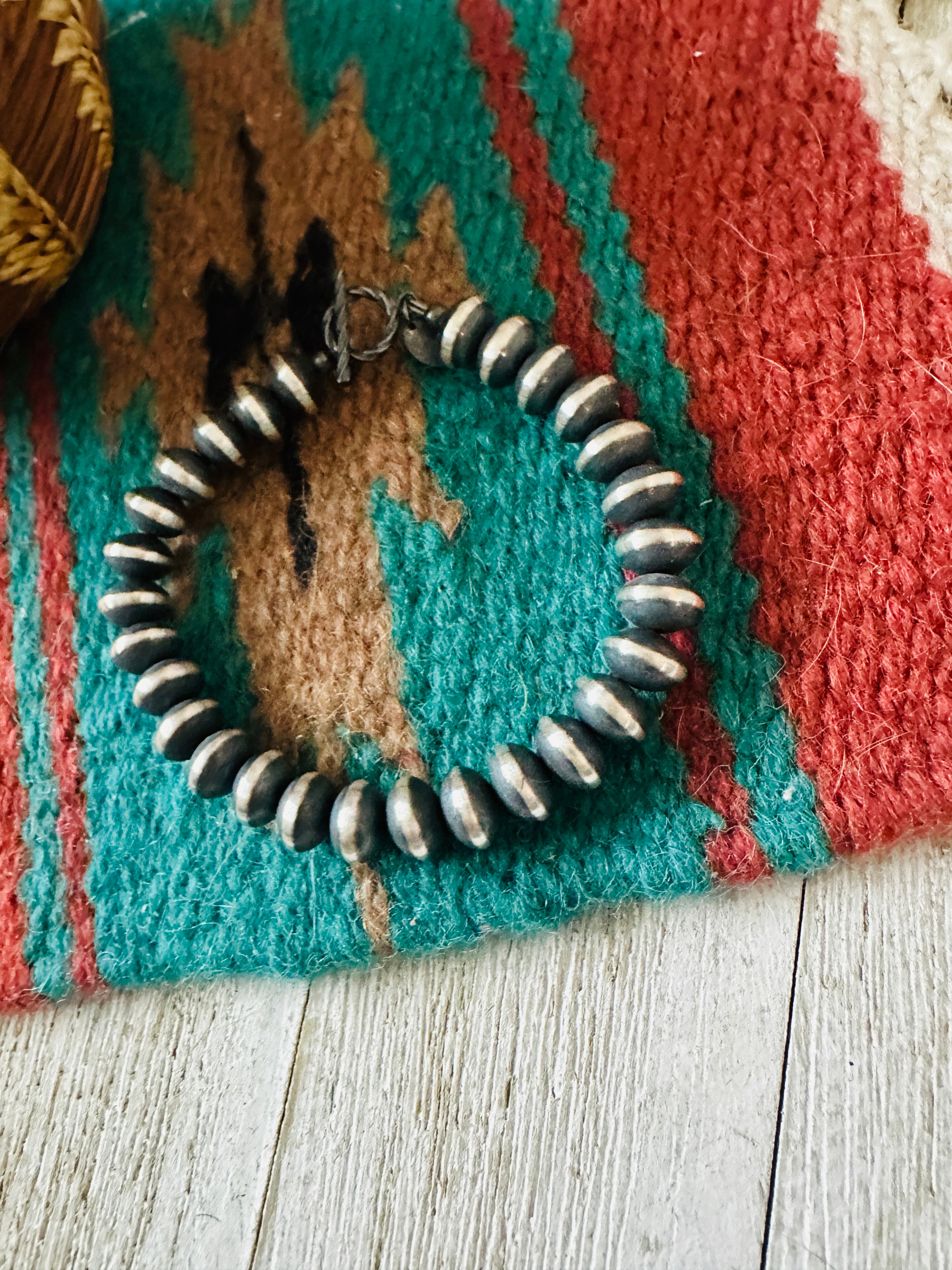 Handcrafted 9mm Saucer Sterling Silver Pearl Beaded Bracelet