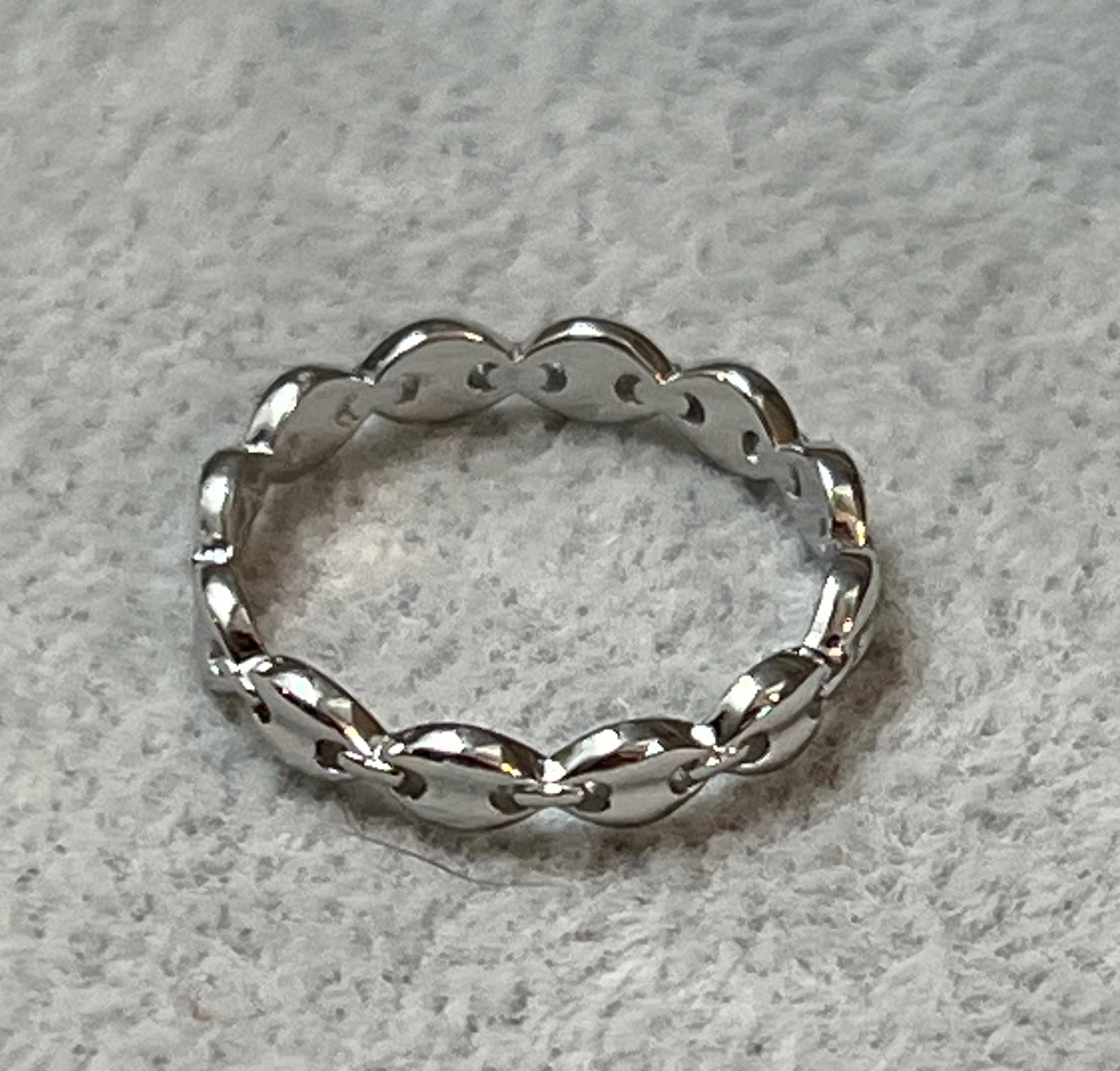 Sterling Silver Janie Anchor Chain Ring