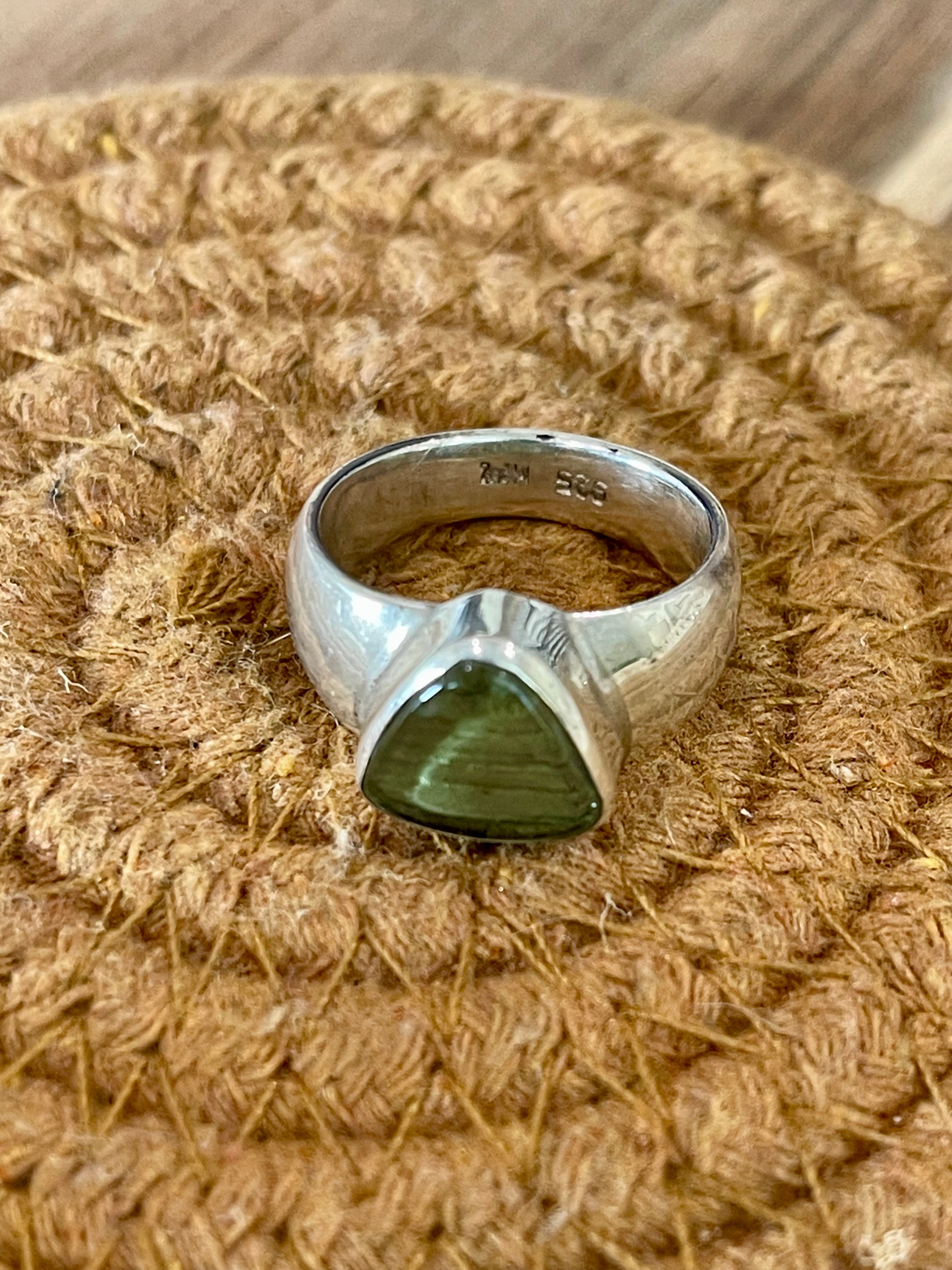 Handcrafted Sterling Silver & Meteorite Rock Size 8.25 Ring