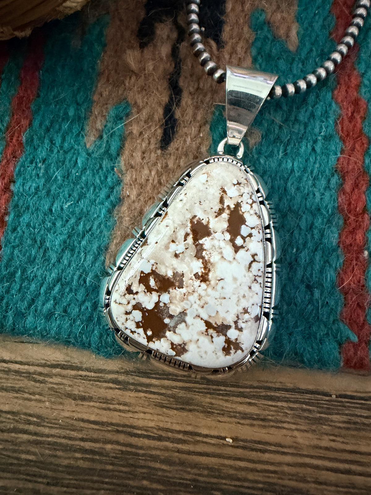 Handcrafted Sterling Silver & Dry Creek Turquoise Pendant by Larry Moses Yazzie