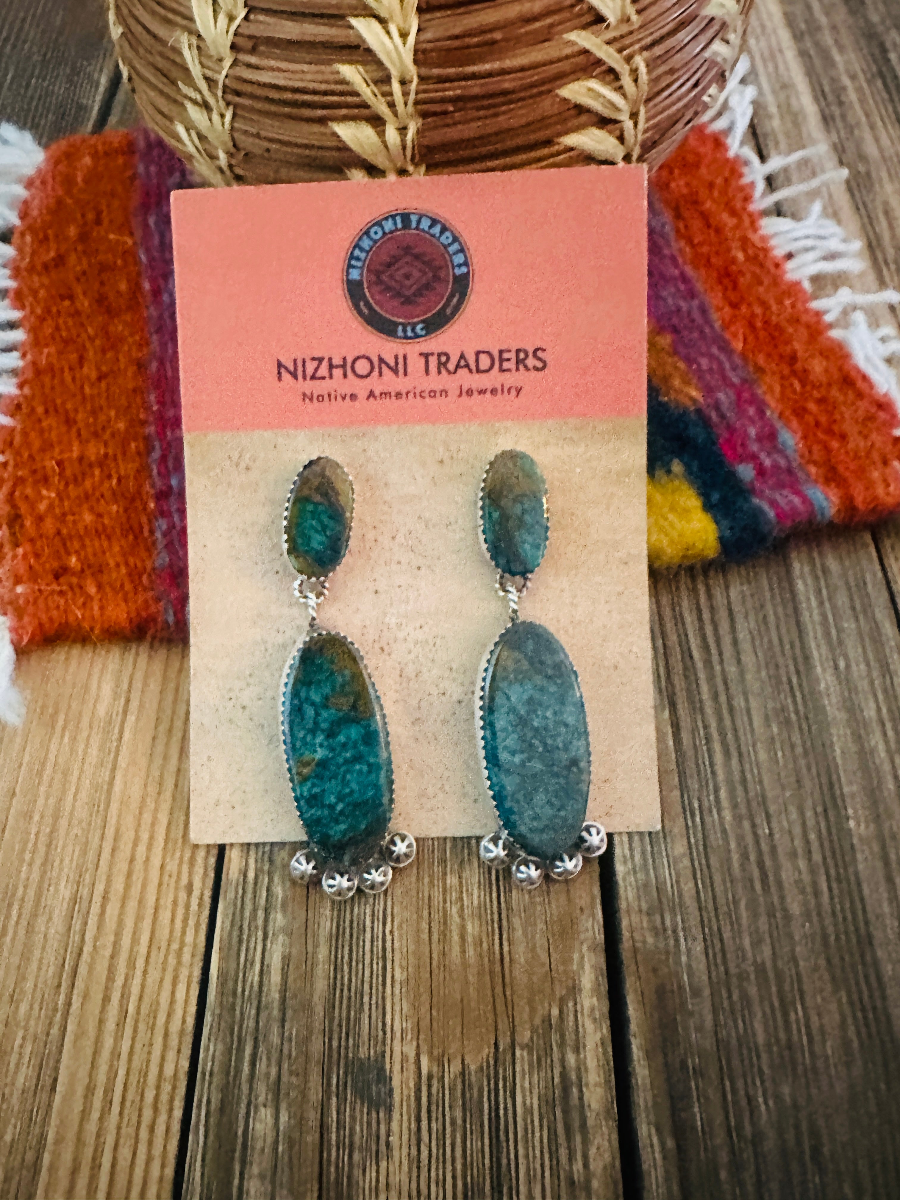 Handcrafted Turquoise & Sterling Silver Dangle Earrings