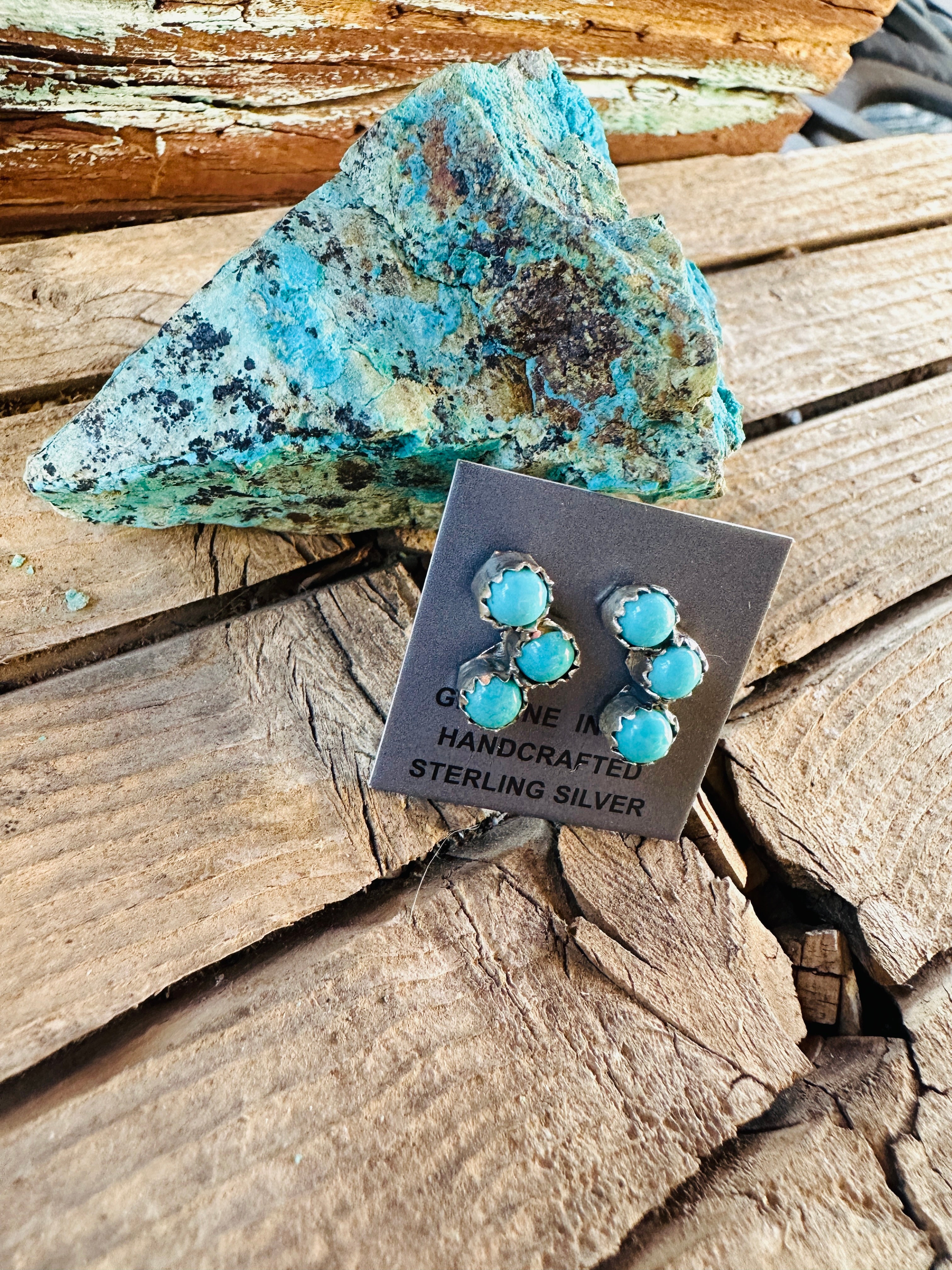Handcrafted Turquoise & Sterling Silver Stud Earrings