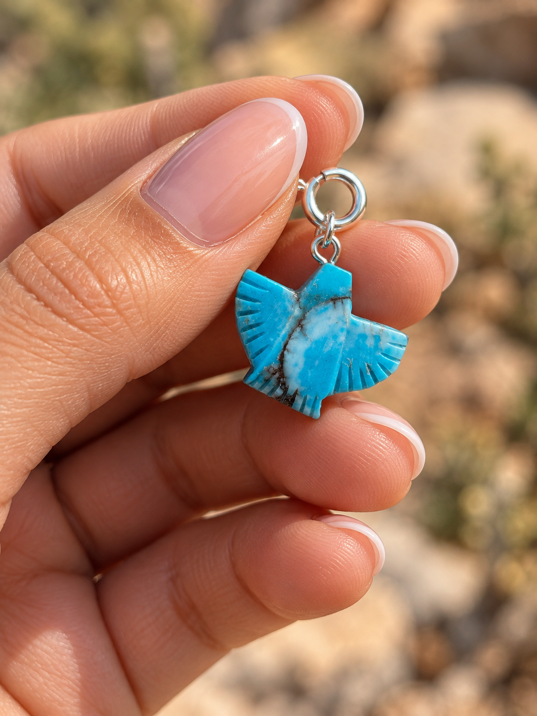 Handcrafted Turquoise Blue  Mojave Eagle Charm