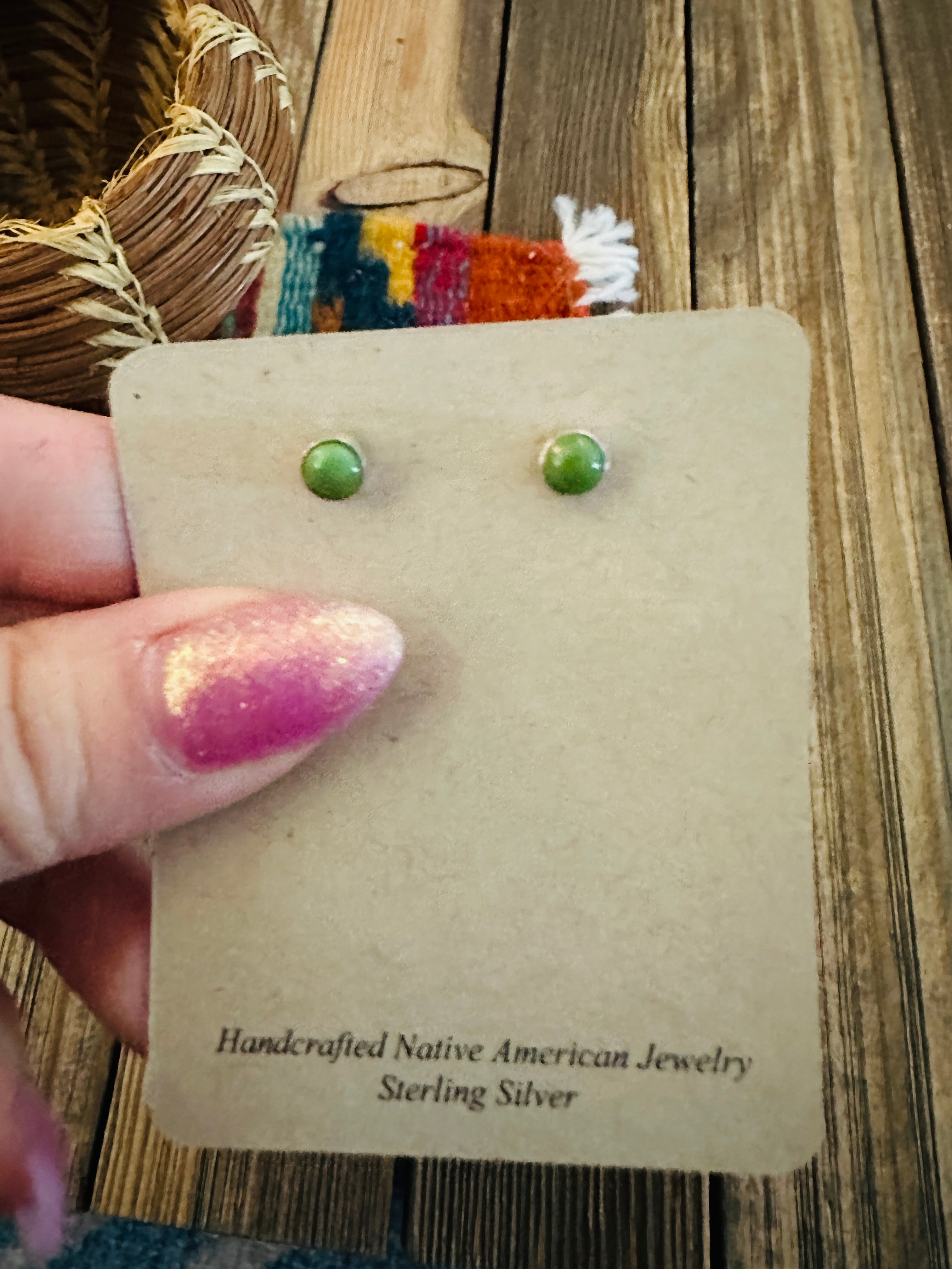 Handcrafted Sonoran Gold Turquoise & Sterling Silver Stud Earrings