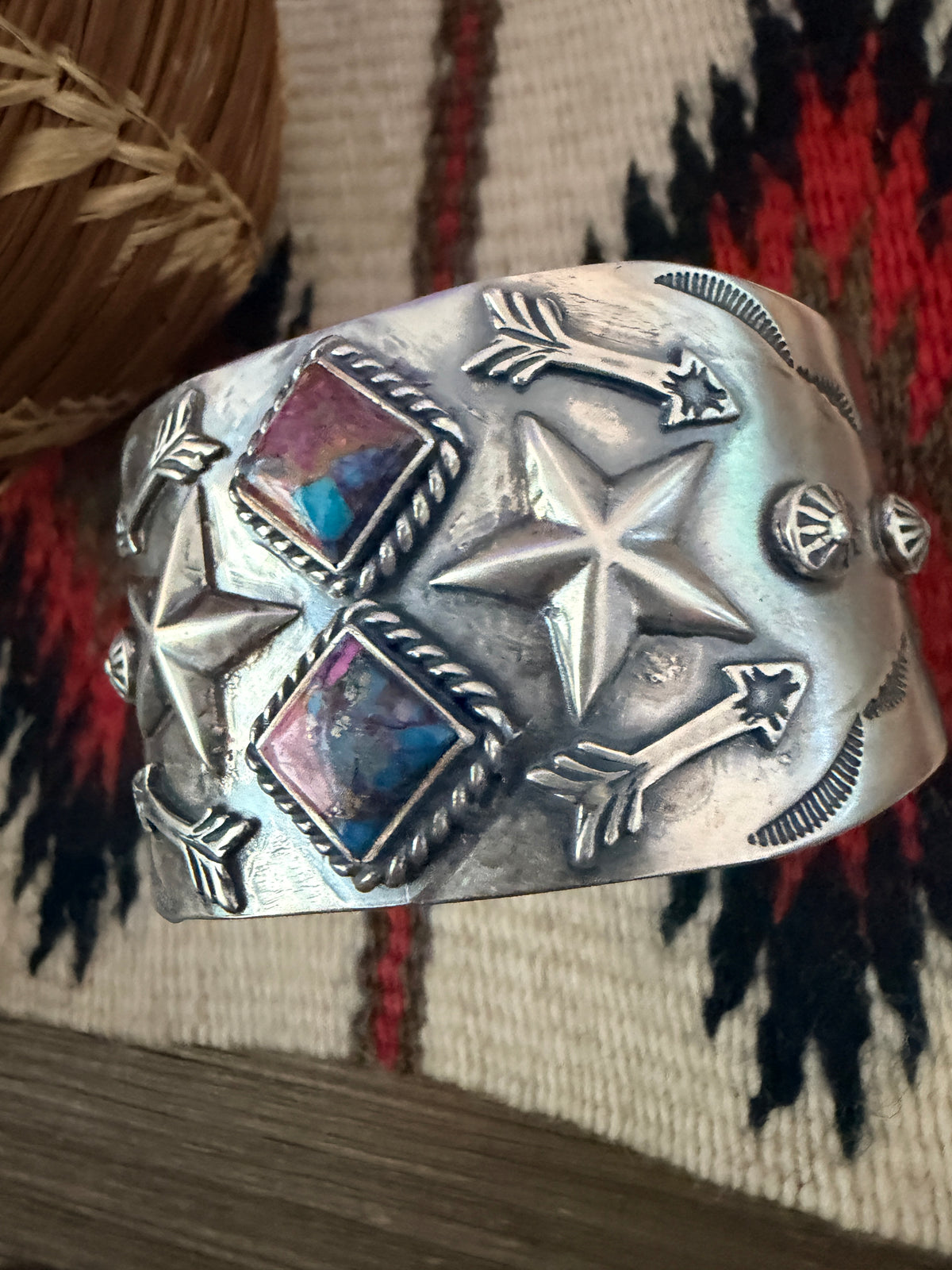 Handcrafted Pink Dream Mojave & Sterling Silver Cuff Bracelet by Larry Kaye