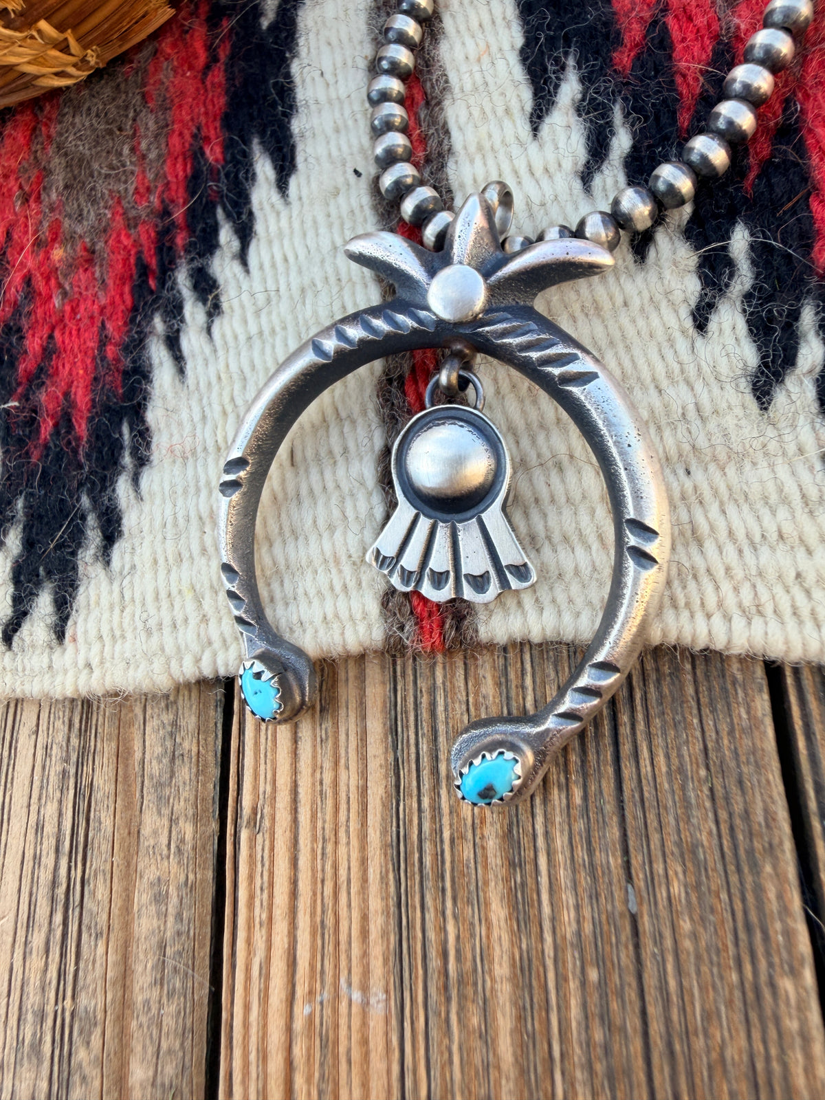 Handcrafted Sterling Silver & Turquoise Naja Pendant by Martha Cayatineto