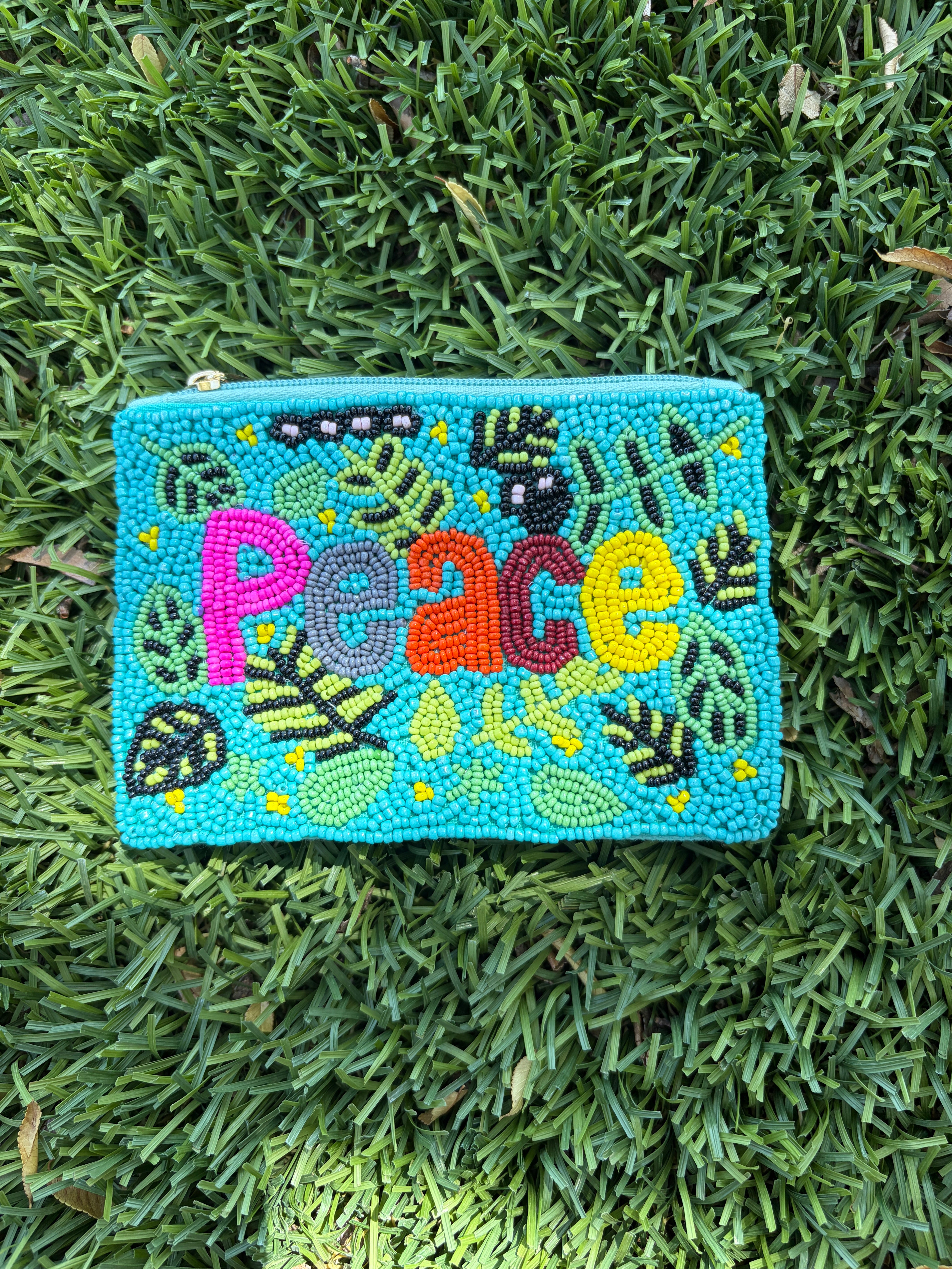 Handmade Beaded “Peace” Coin Purse