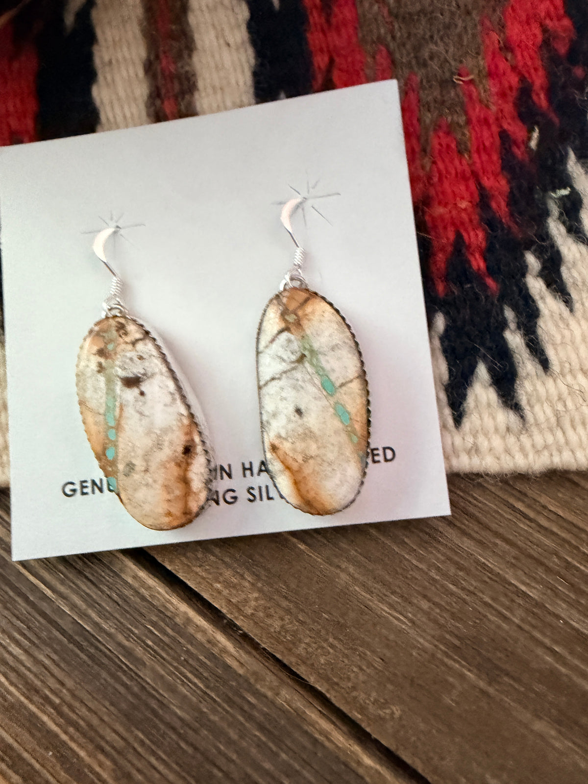 Handcrafted Ribbon Turquoise & Sterling Silver Dangle Earrings by Lorenzo Arviso Jr.