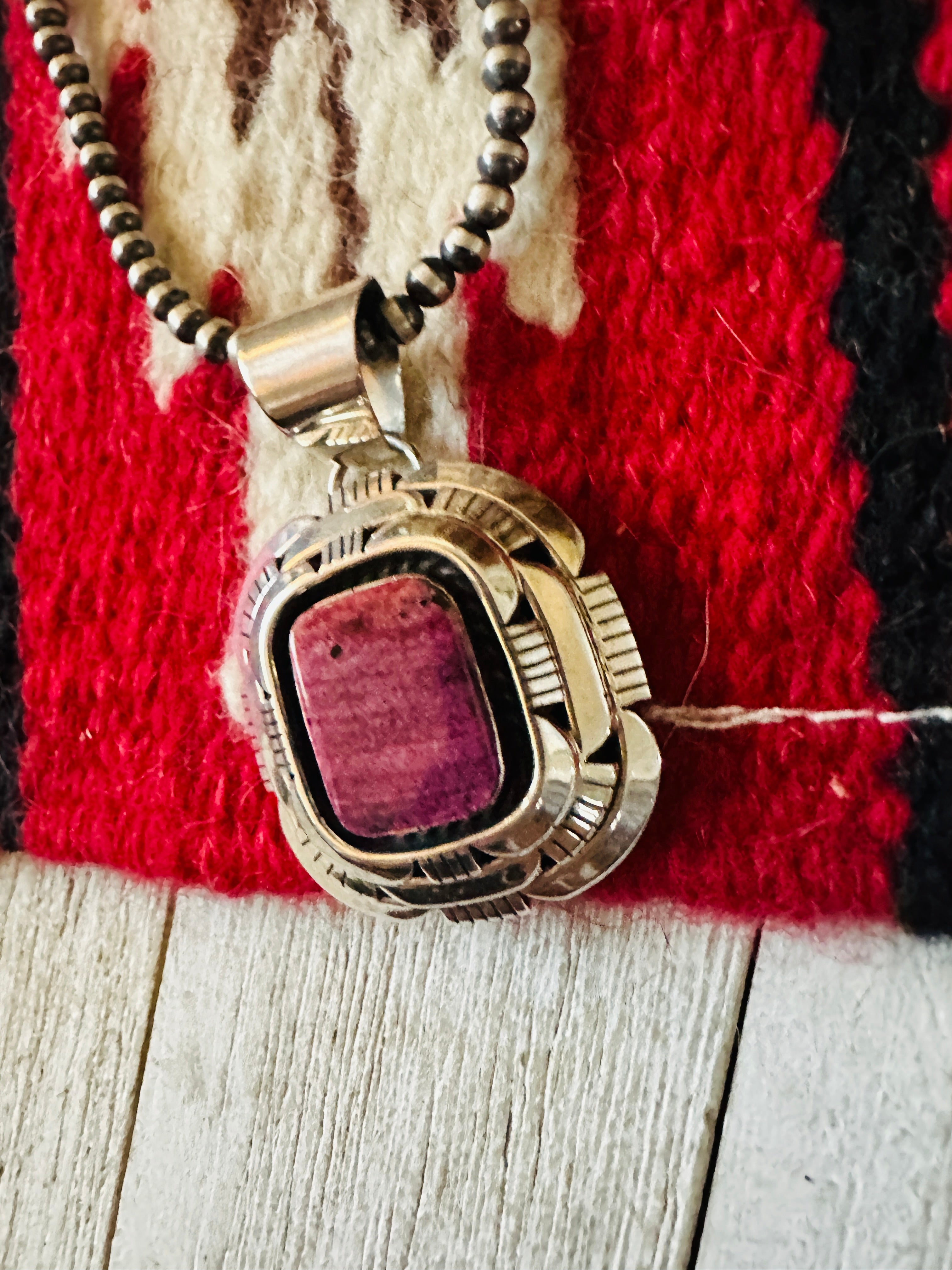 Navajo Sterling Silver & Purple Spiny Oyster Pendant