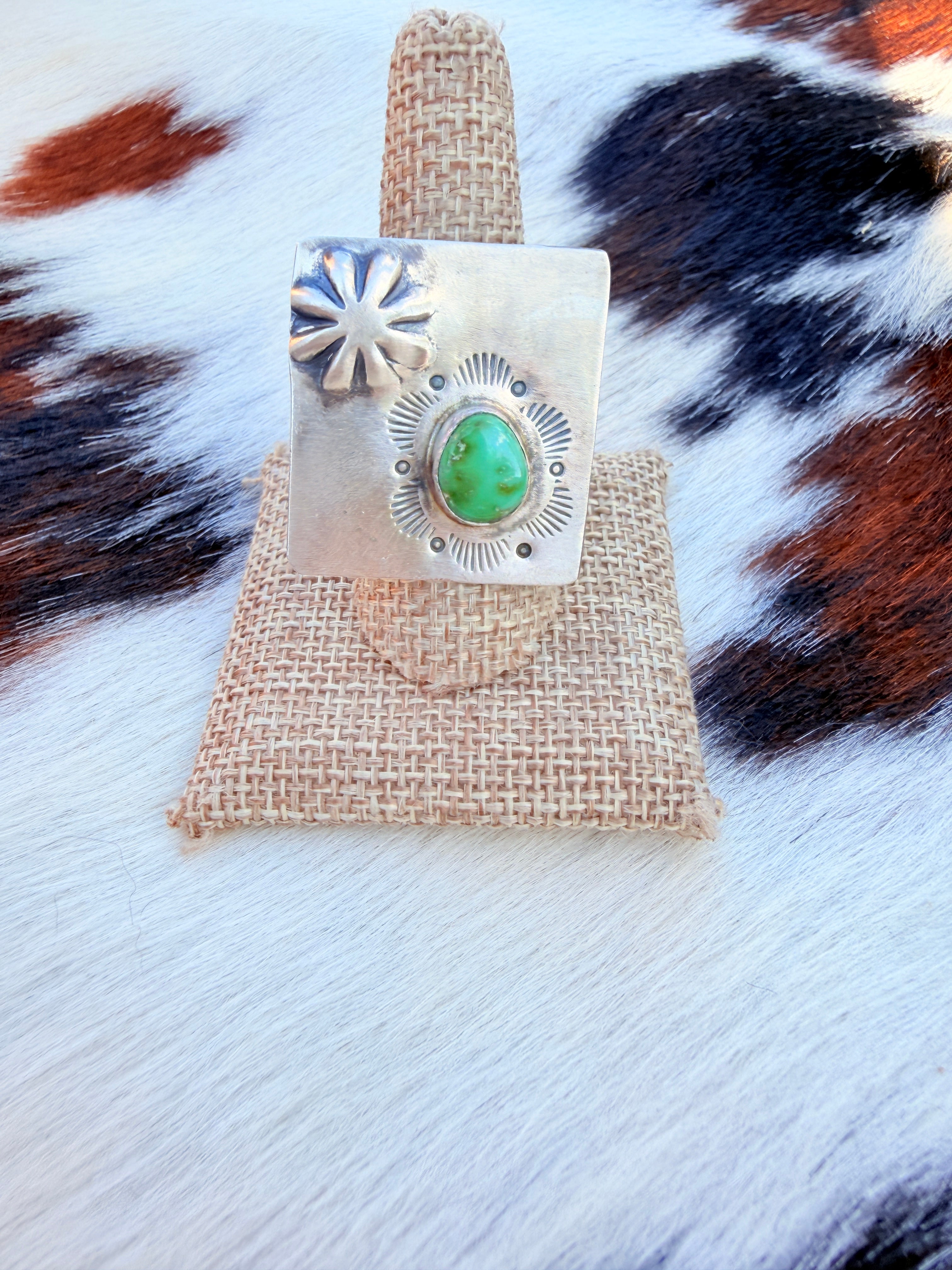 Handcrafted Sonoran Mountain Turquoise & Sterling Silver Adjustable Ring