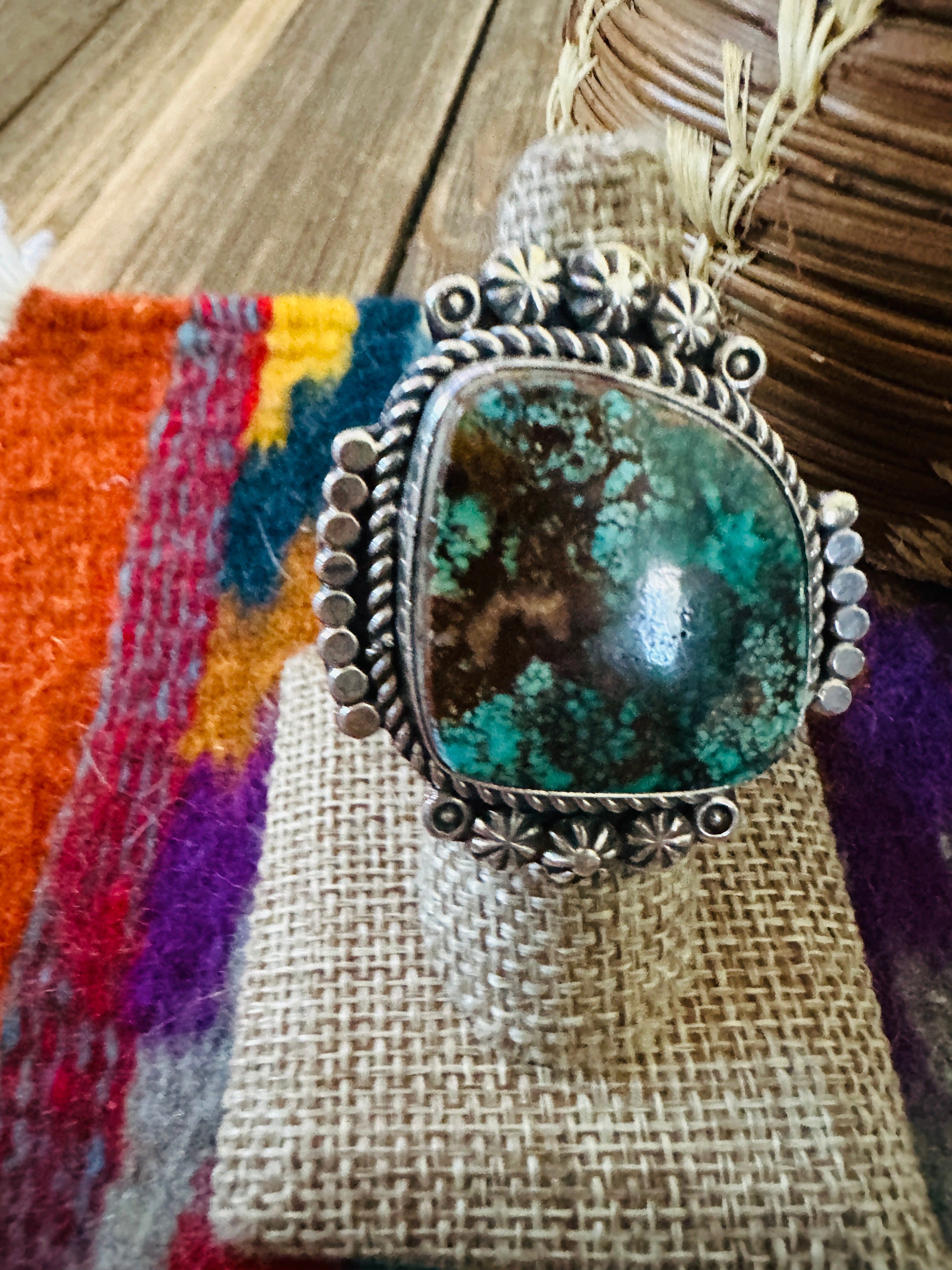 Handcrafted Turquoise & Sterling Silver Ring 7 by Rosella Paxson