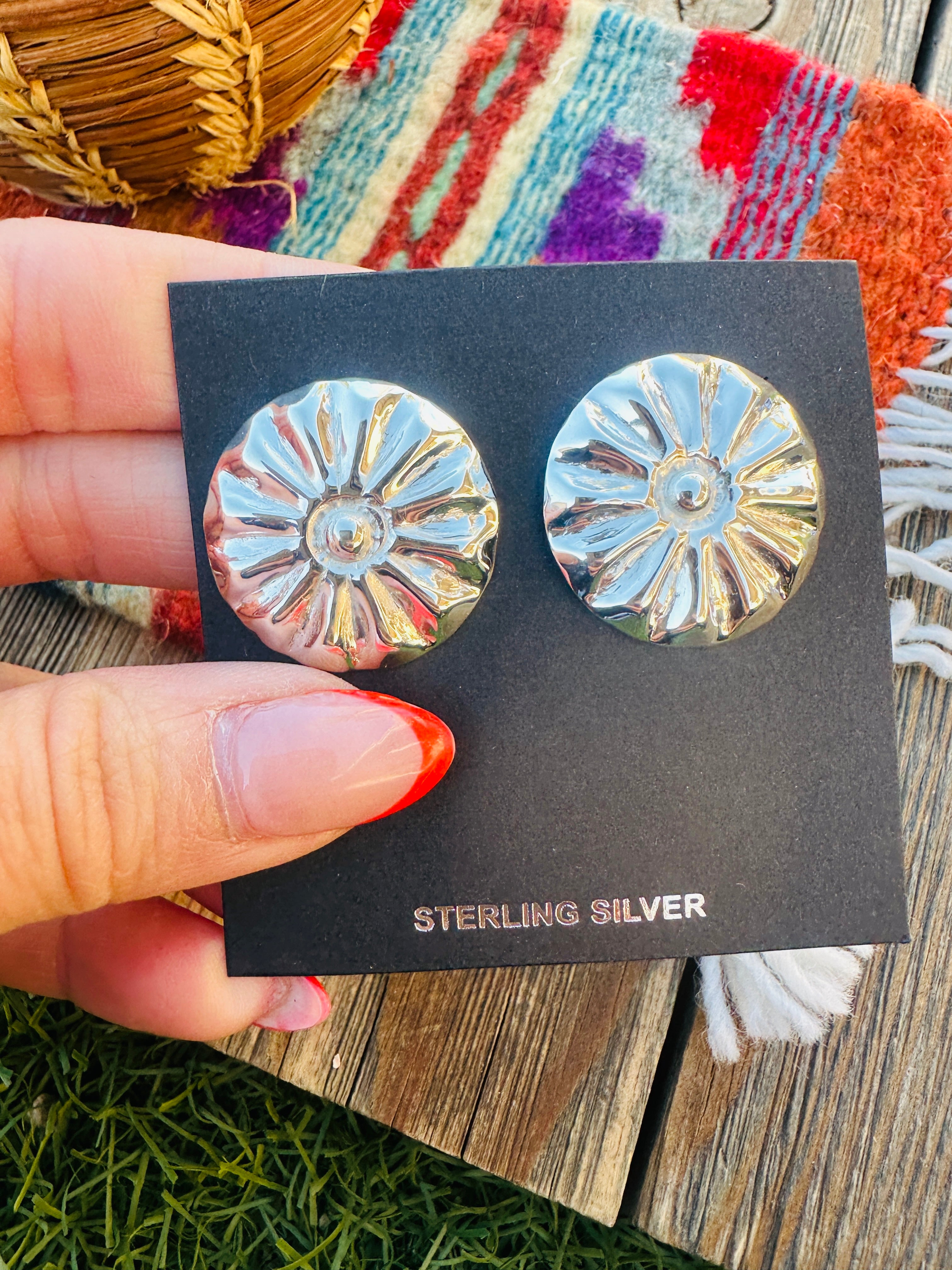 Handcrafted Sterling Silver Concho Post Earrings