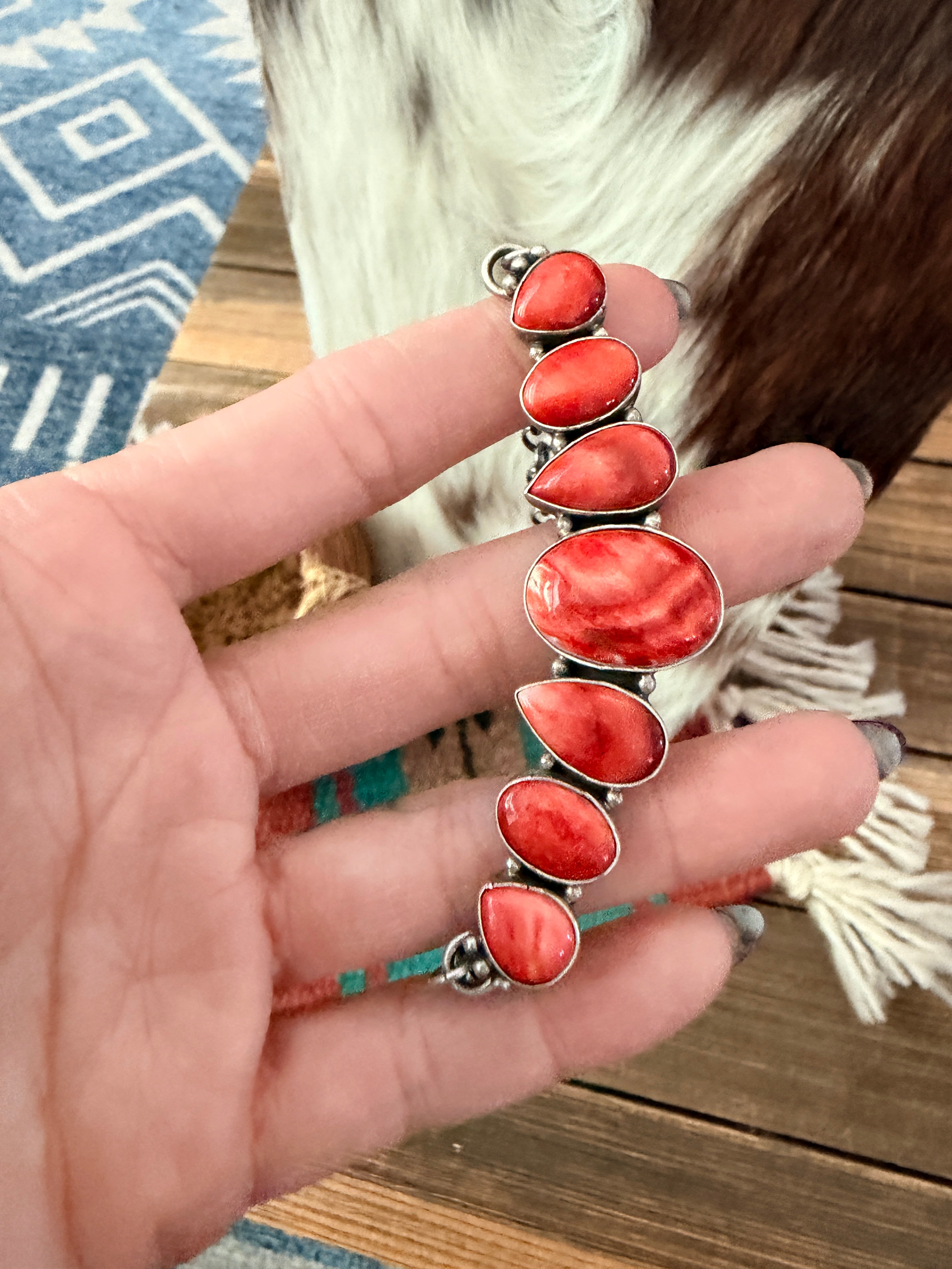 Handcrafted Spiny Oyster & Sterling Silver Necklace by Elouise Richards