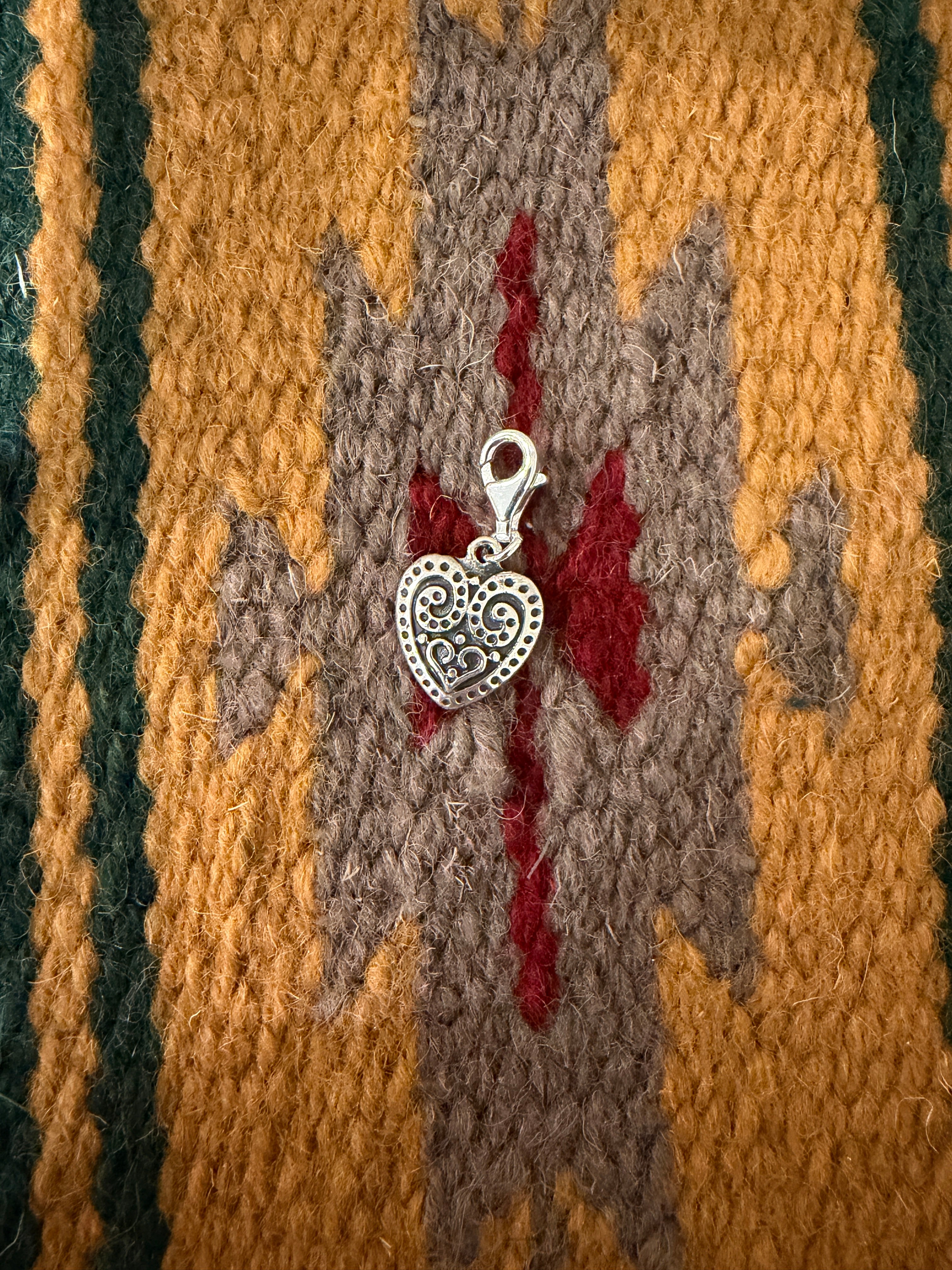 Handmade Sterling Silver Swirl Heart Charm
