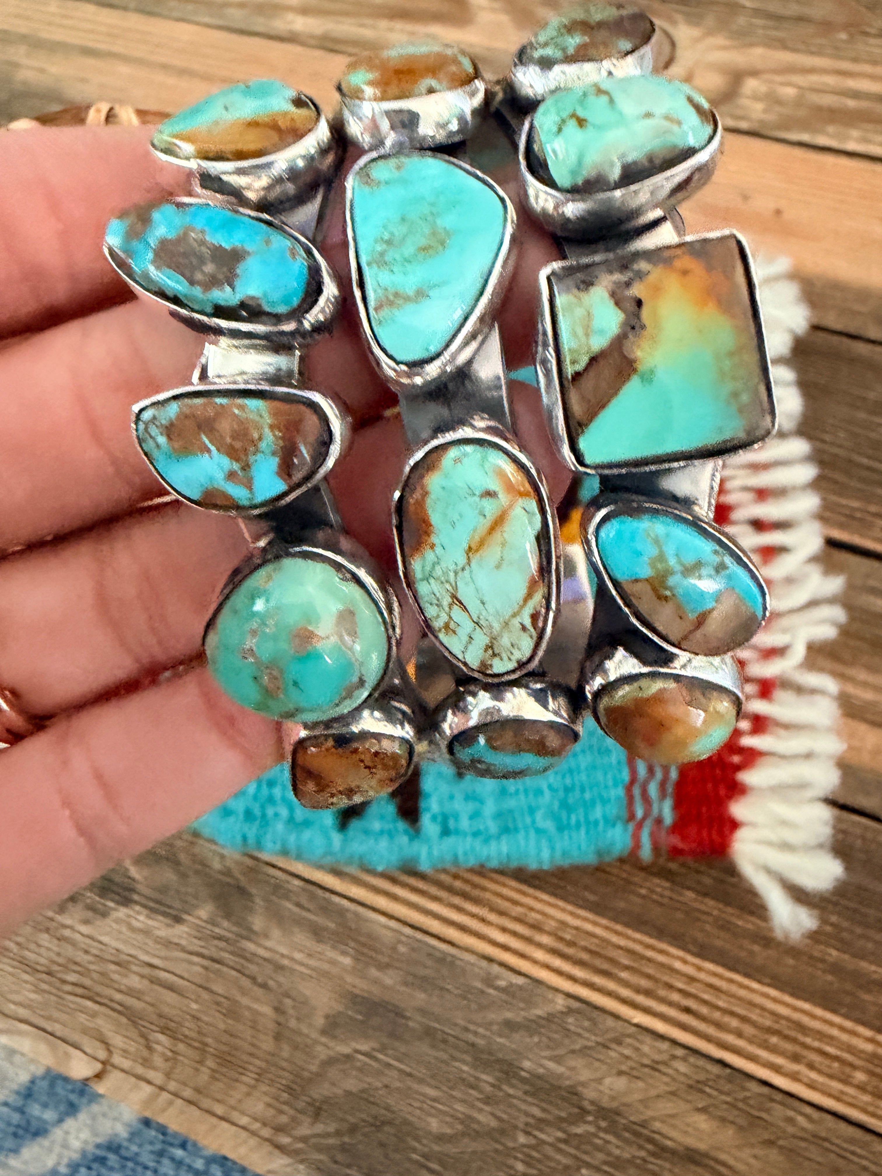 Handcrafted Royston Turquoise & Sterling Silver Cuff Bracelet by Rosella Paxson