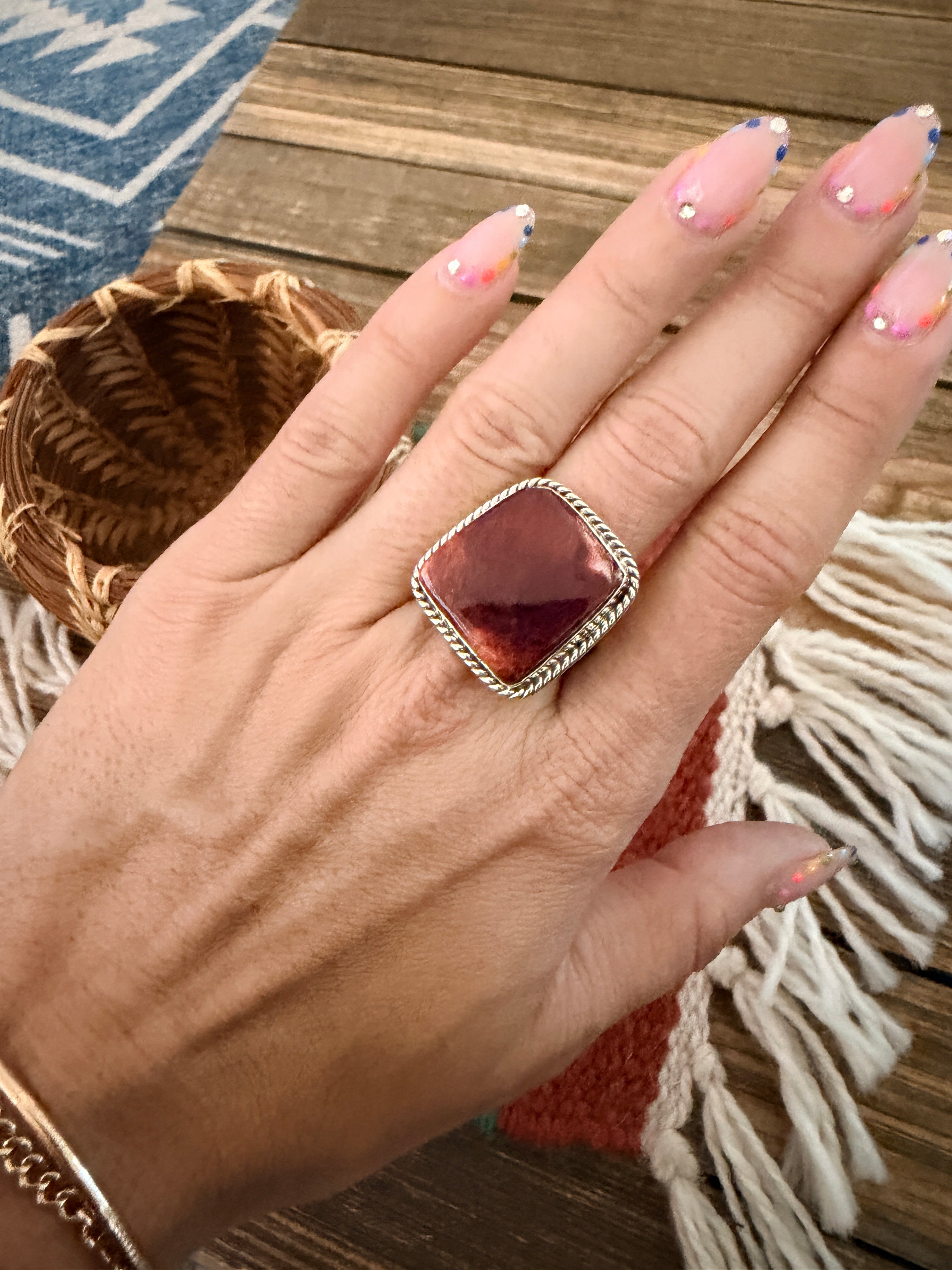Handcrafted Spiny Oyster & Sterling Silver Ring Size 9