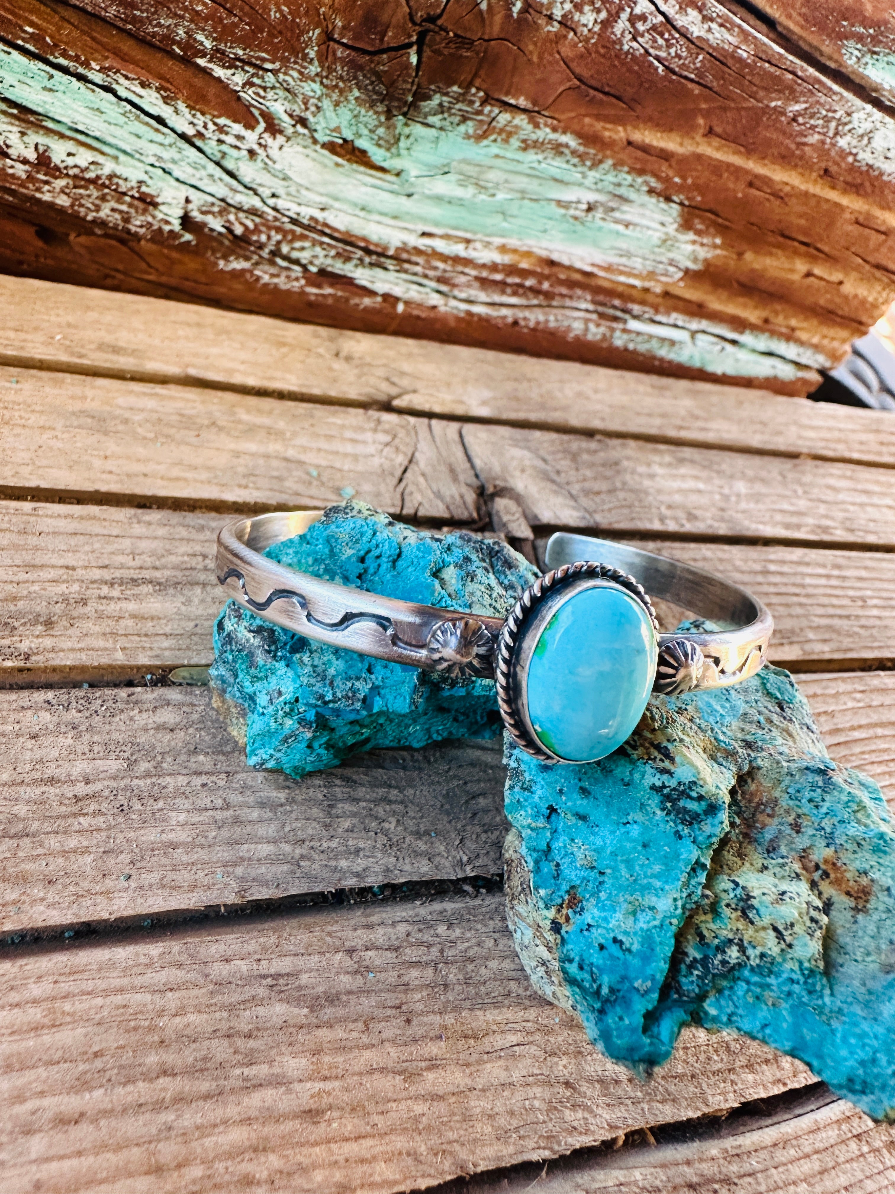Handcrafted Sonoran Mountain Turquoise & Sterling Silver Cuff Bracelet