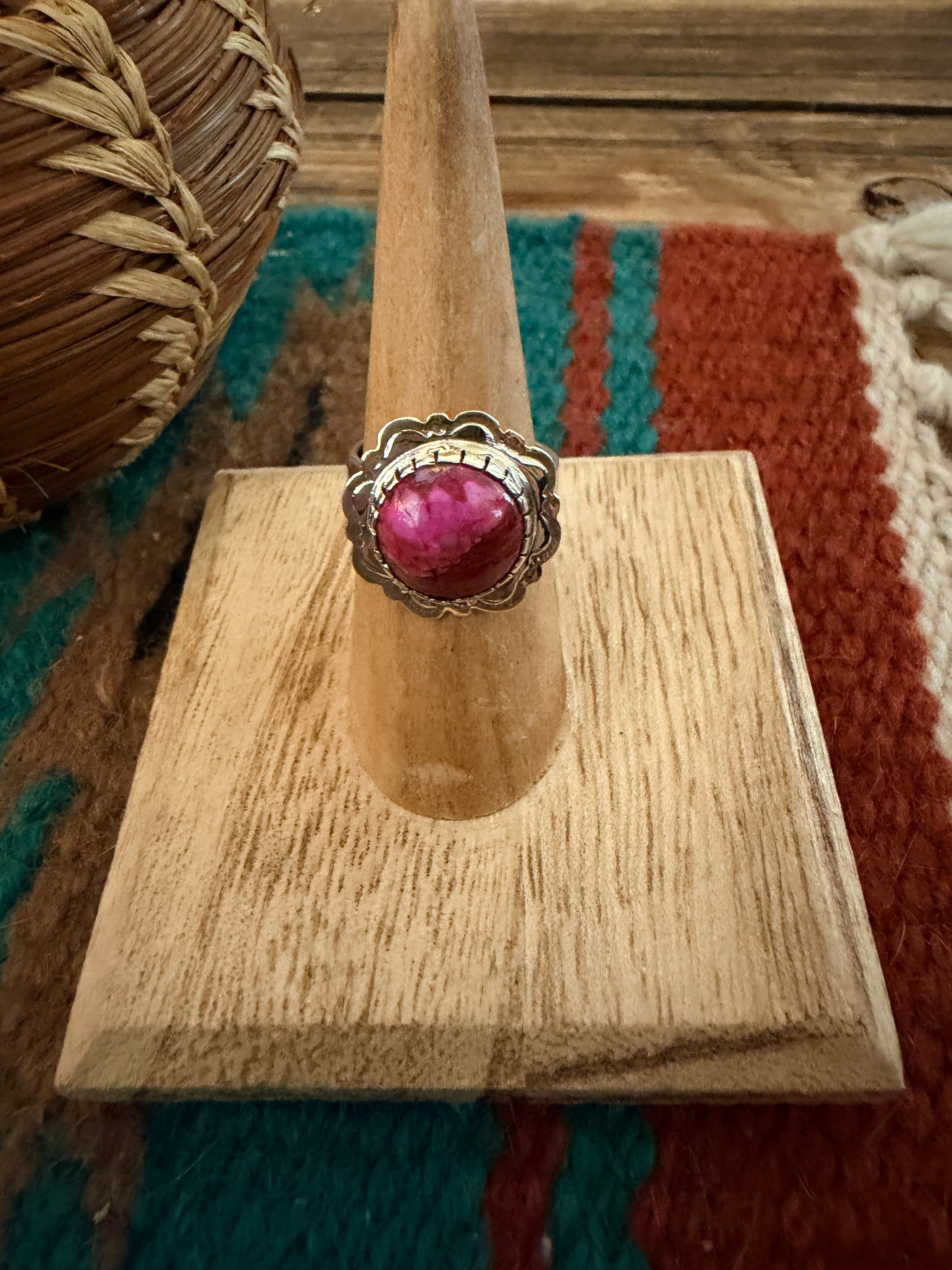 Handcrafted Pink Mojave & Sterling Silver Ring Size 6