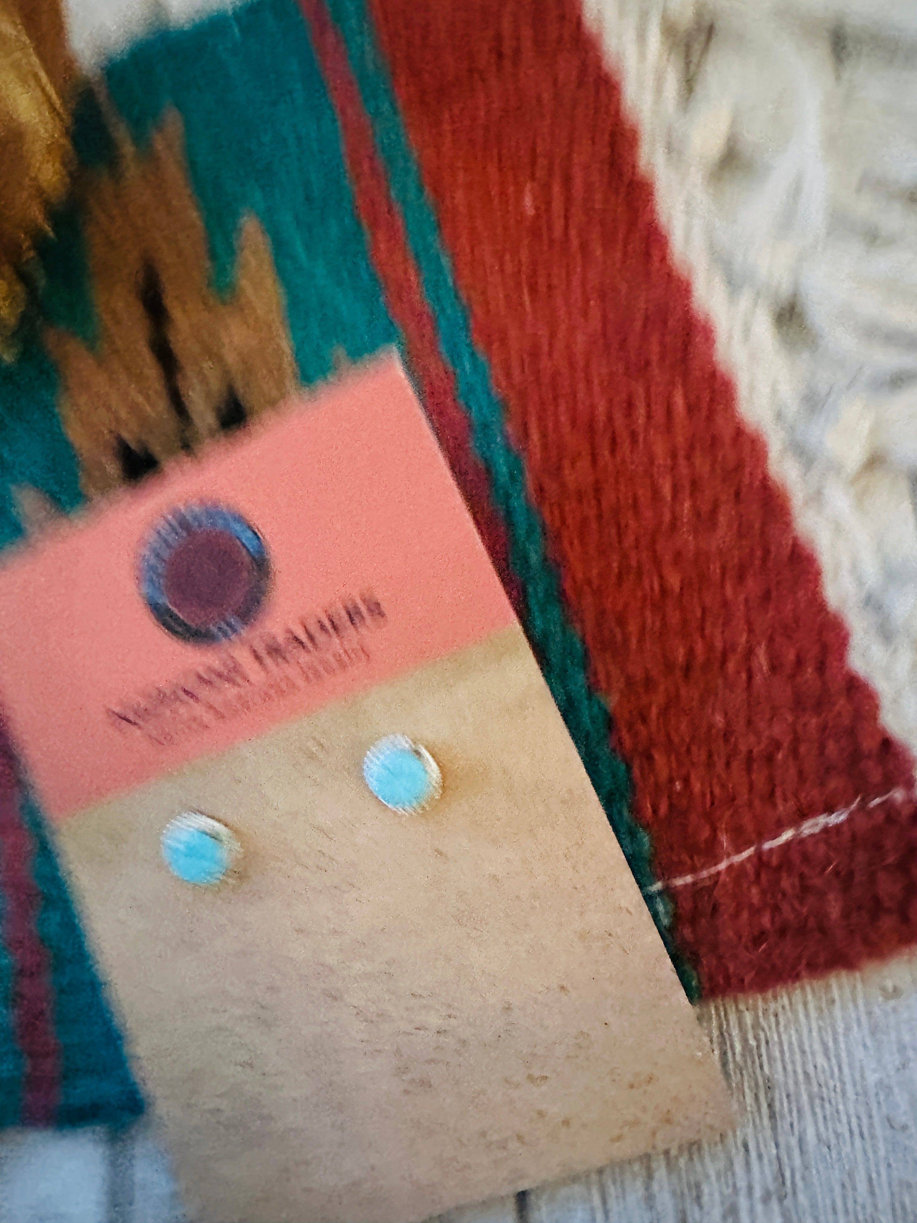 Handcrafted Carved Turquoise & Sterling Silver Stud Earrings