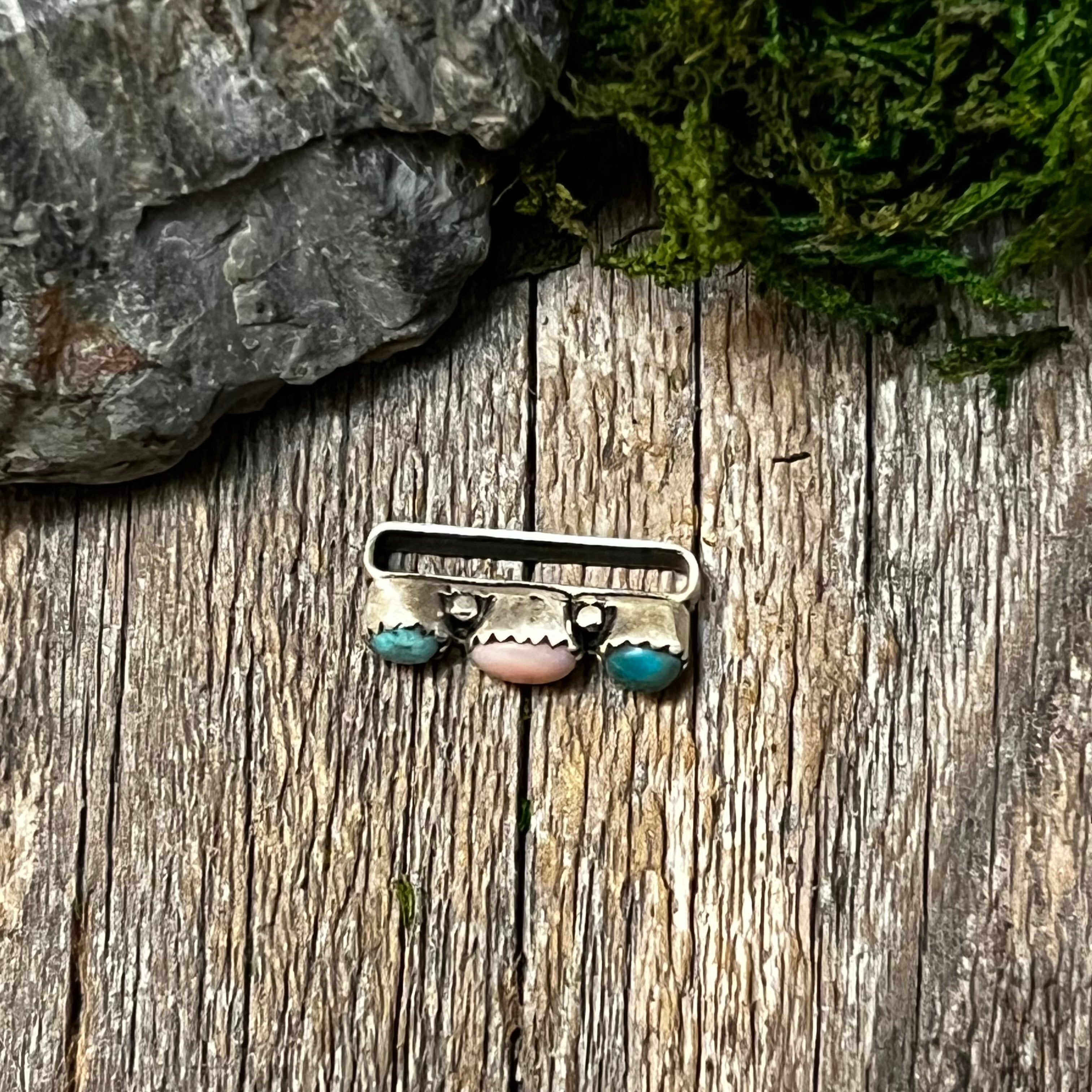 Handmade Sterling Silver Turquoise & Pink Conch Watch Charm